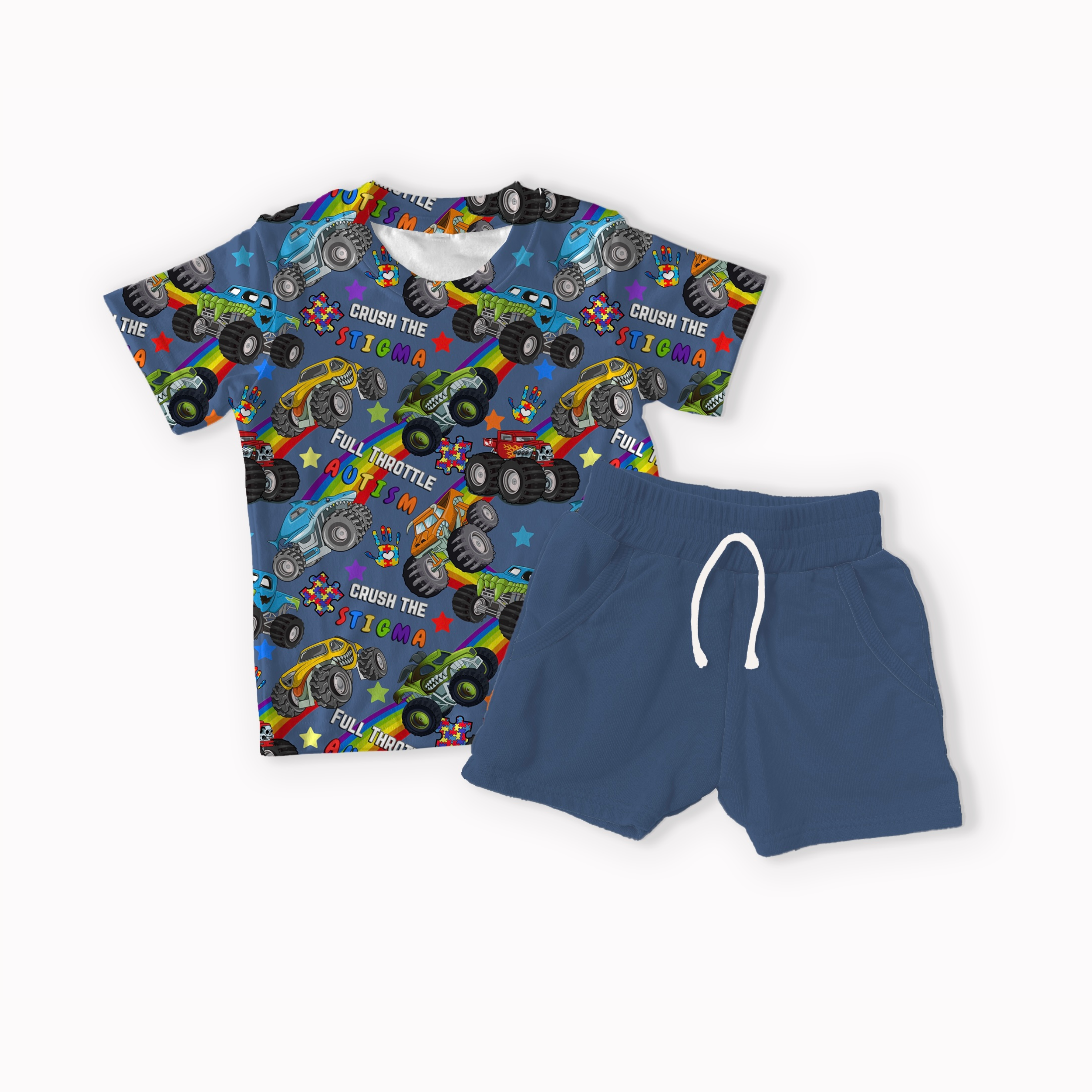 Trucks Autism Black, Blue, Purple and Red seamless