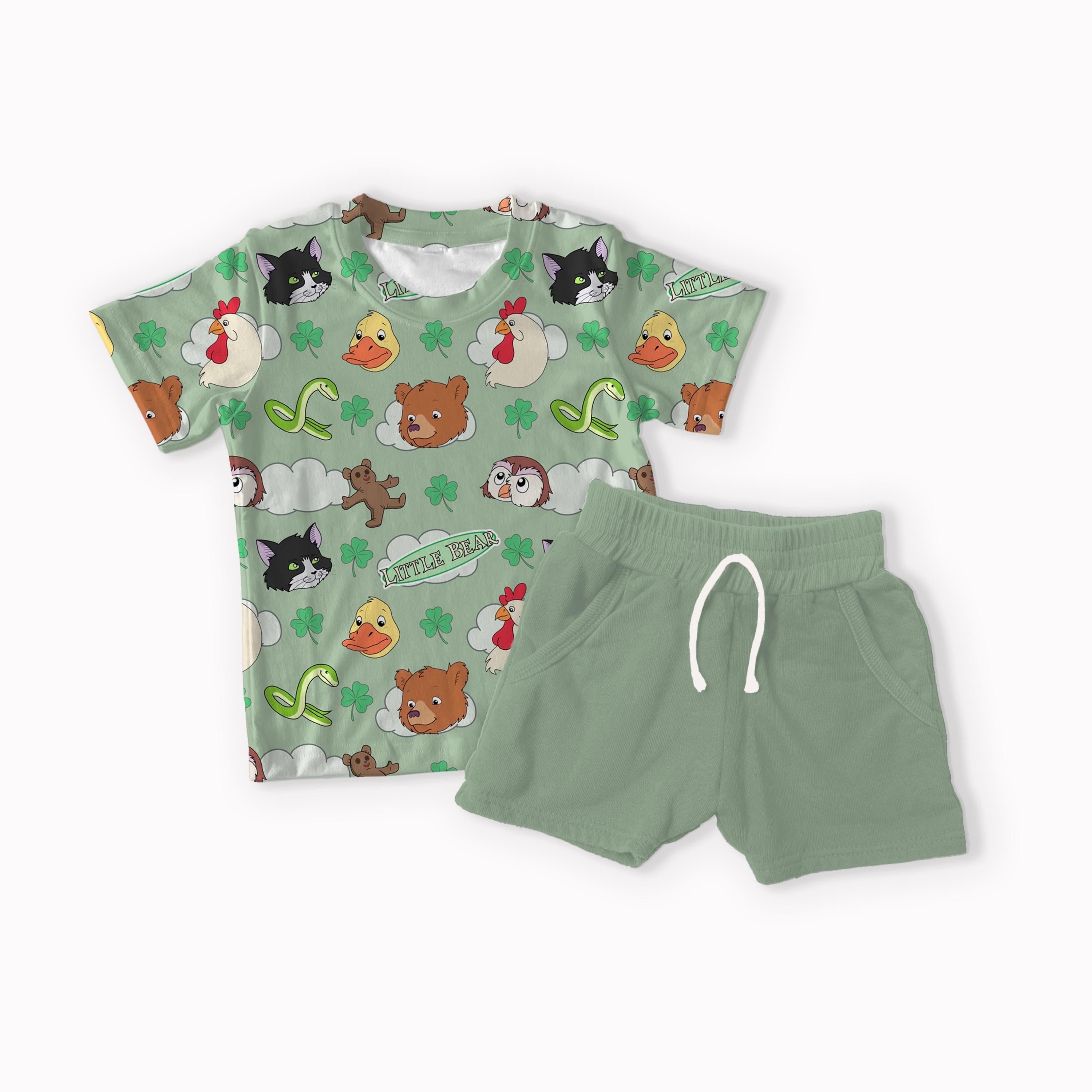 Bear and Friends green and blue seamless