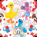 Street Monsters 4th of July white, black, red and blue seamless