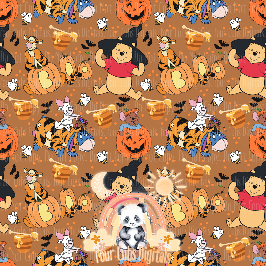 Pooh Halloween seamless