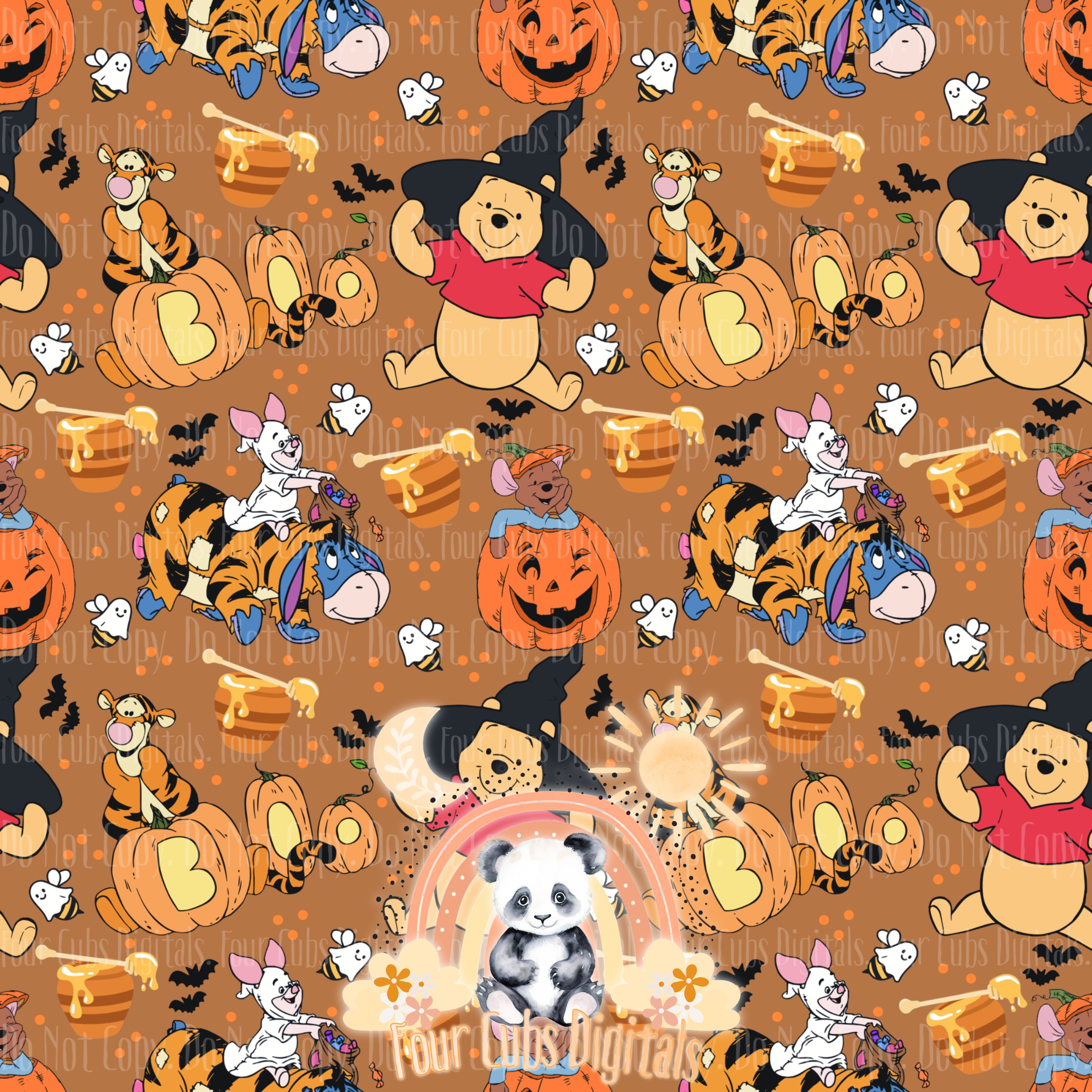 Pooh Halloween seamless
