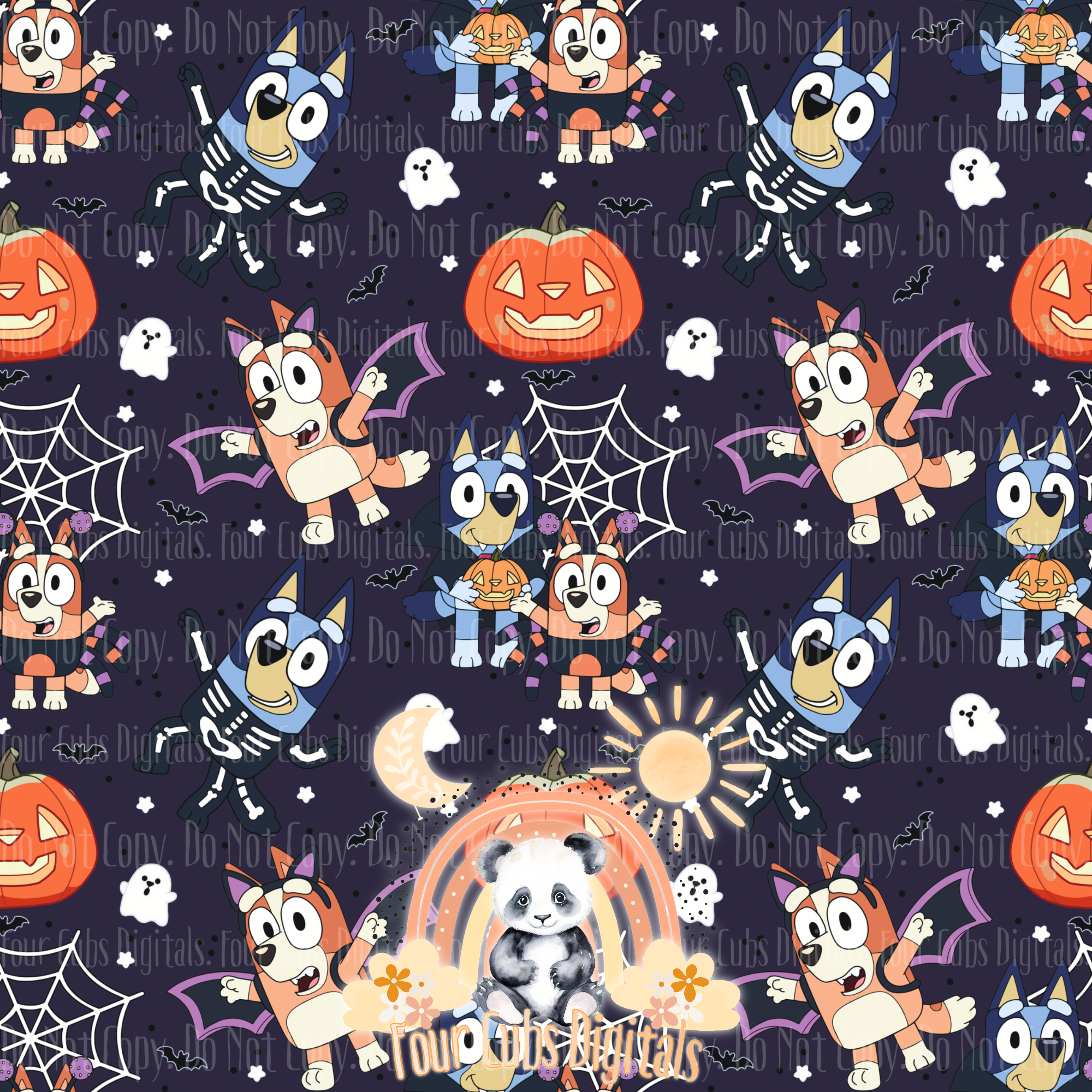 Dog Sisters Halloween seamless