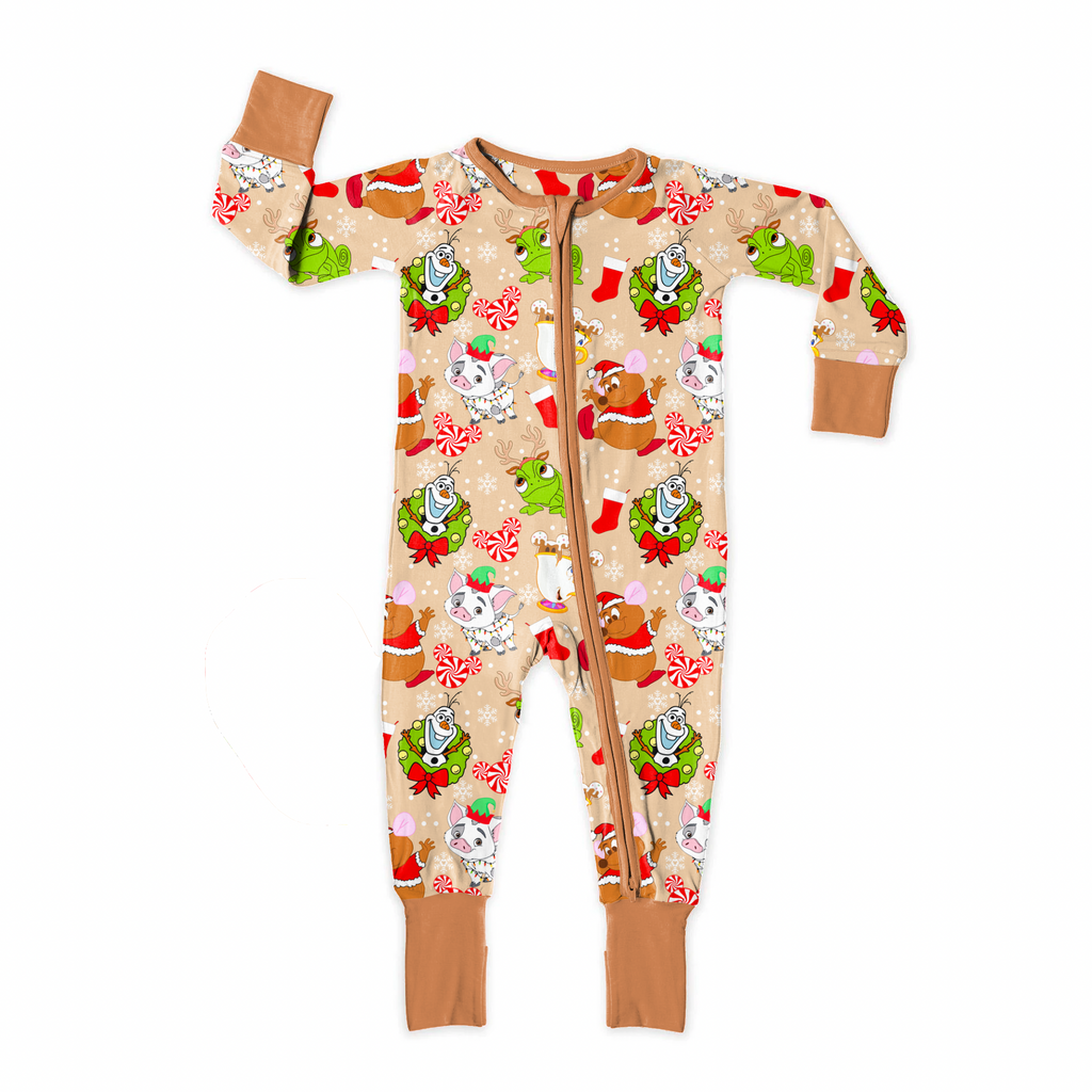 Sidekicks Christmas Brown, Pink and Green seamless