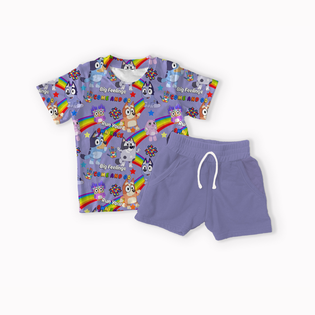 Dog Cousins Autism Black, Blue, Purple and Pink seamless