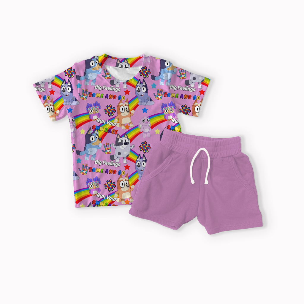 Dog Cousins Autism Black, Blue, Purple and Pink seamless