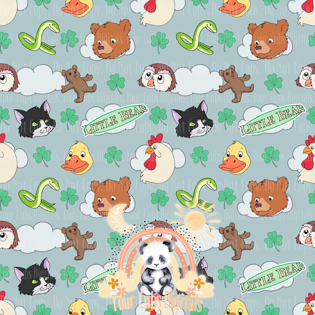 Bear and Friends green and blue seamless