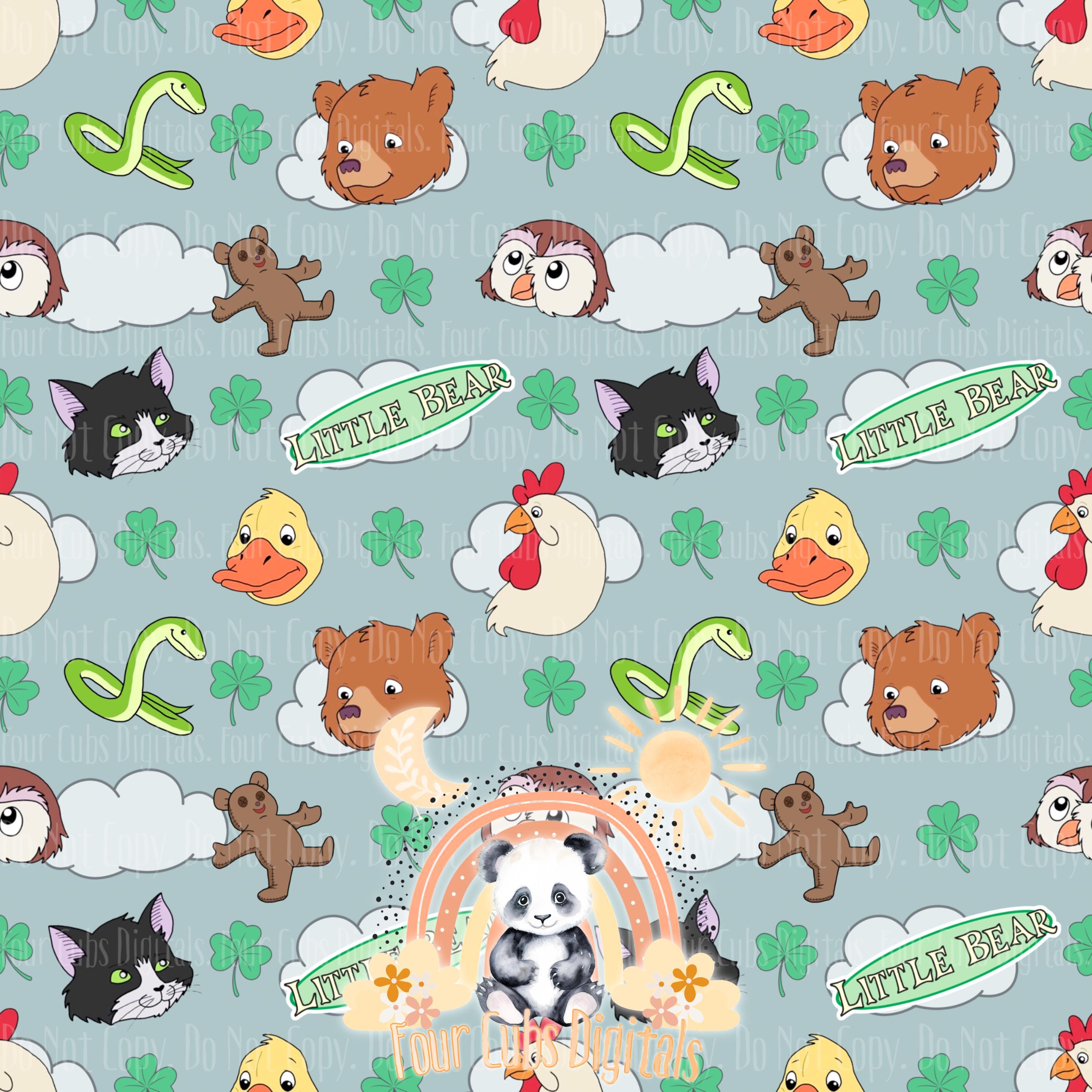 Bear and Friends green and blue seamless