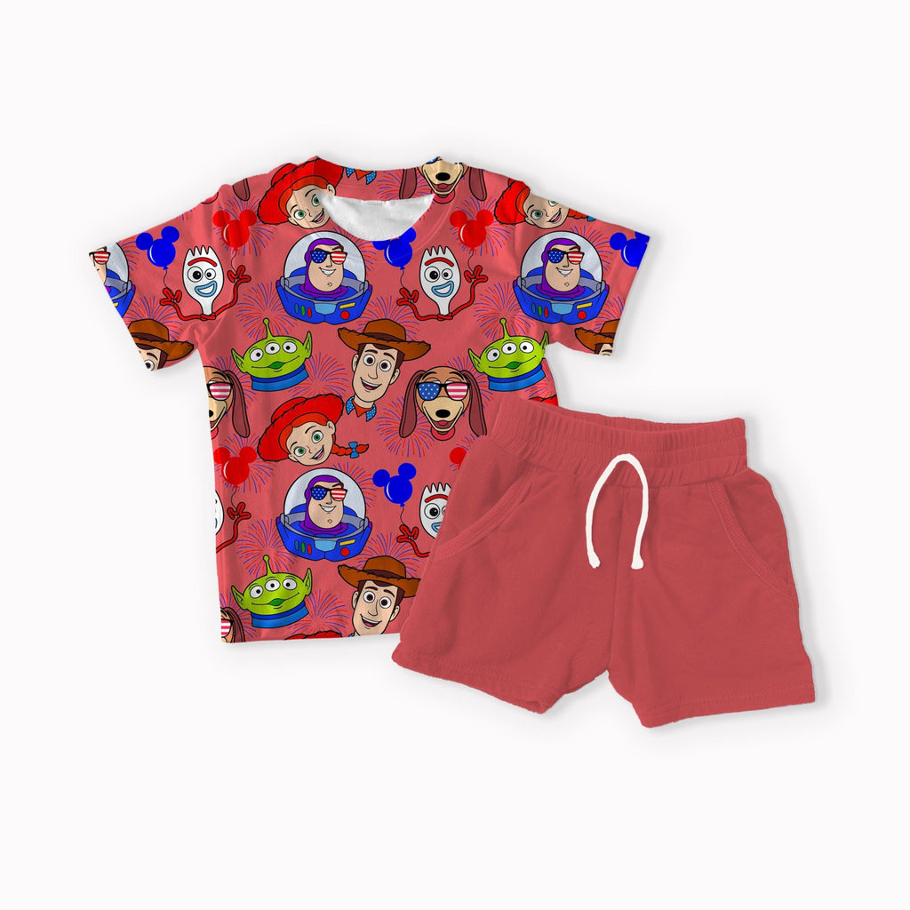Toys 4th of July white, black, red and blue seamless