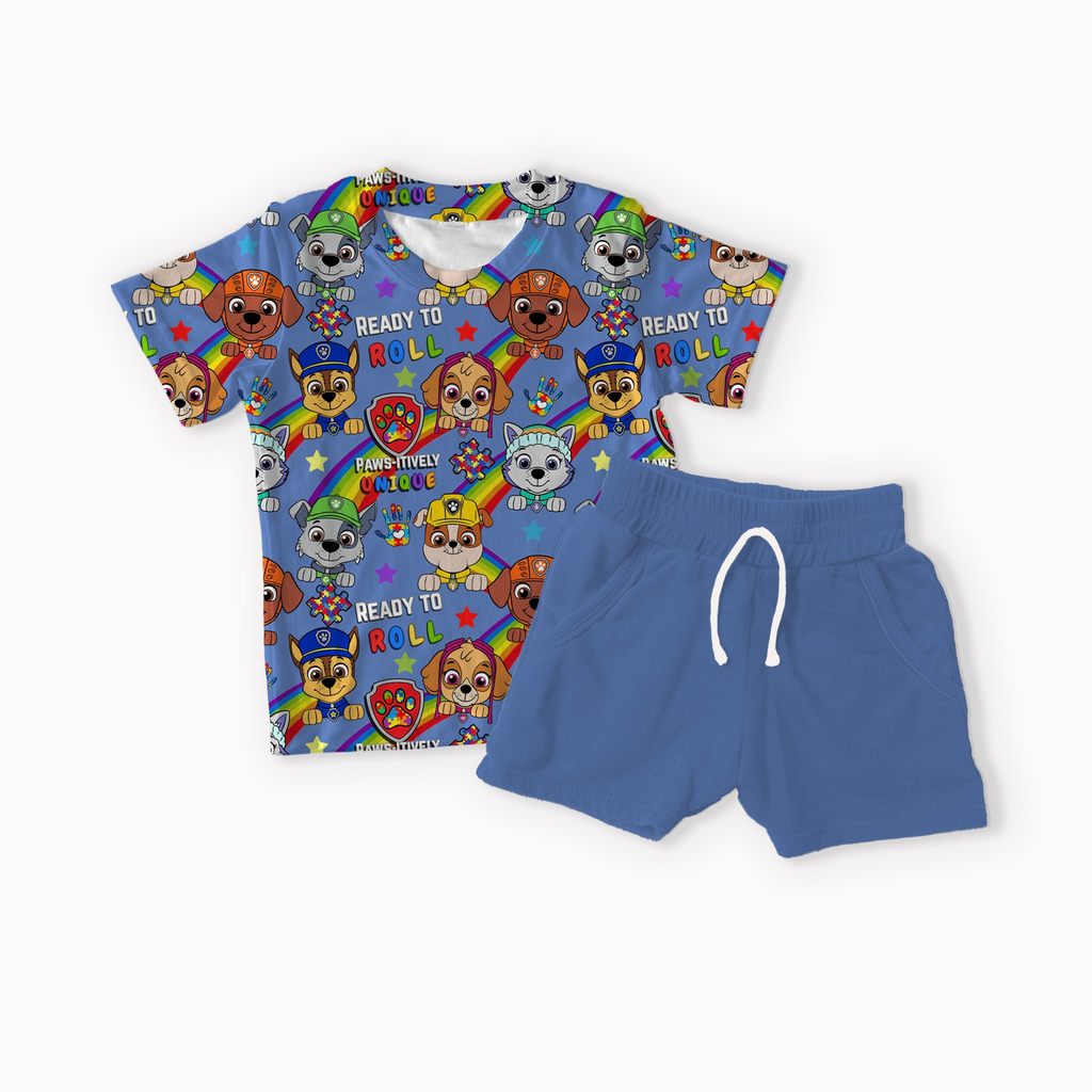 Pups Autism Blue, Purple, Red and Green seamless