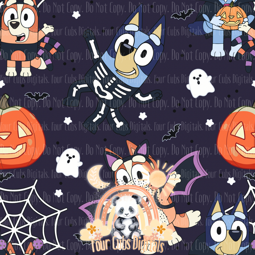Dog Sisters Halloween seamless