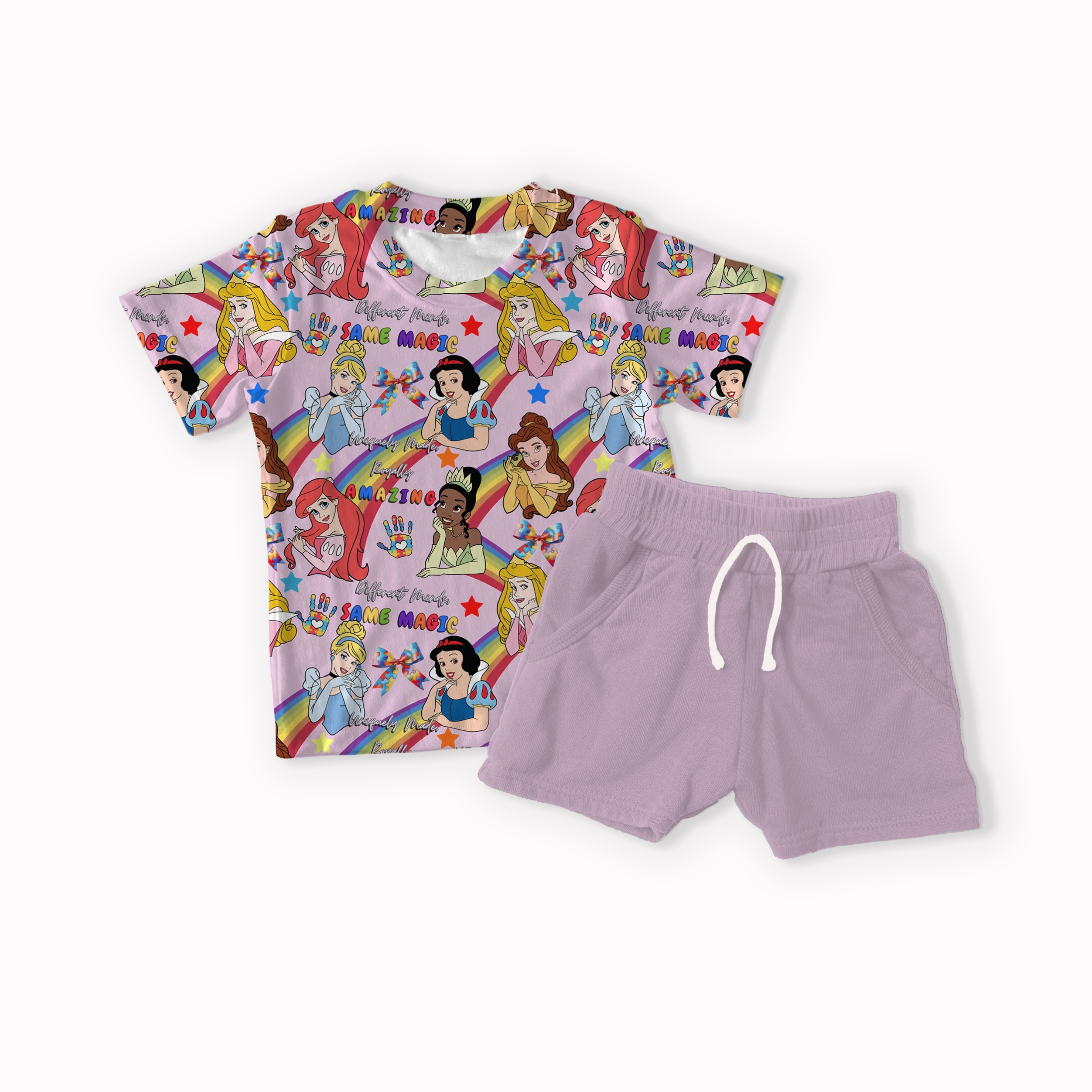 Autism Princess Pink, Purple, Blue and Yellow seamless