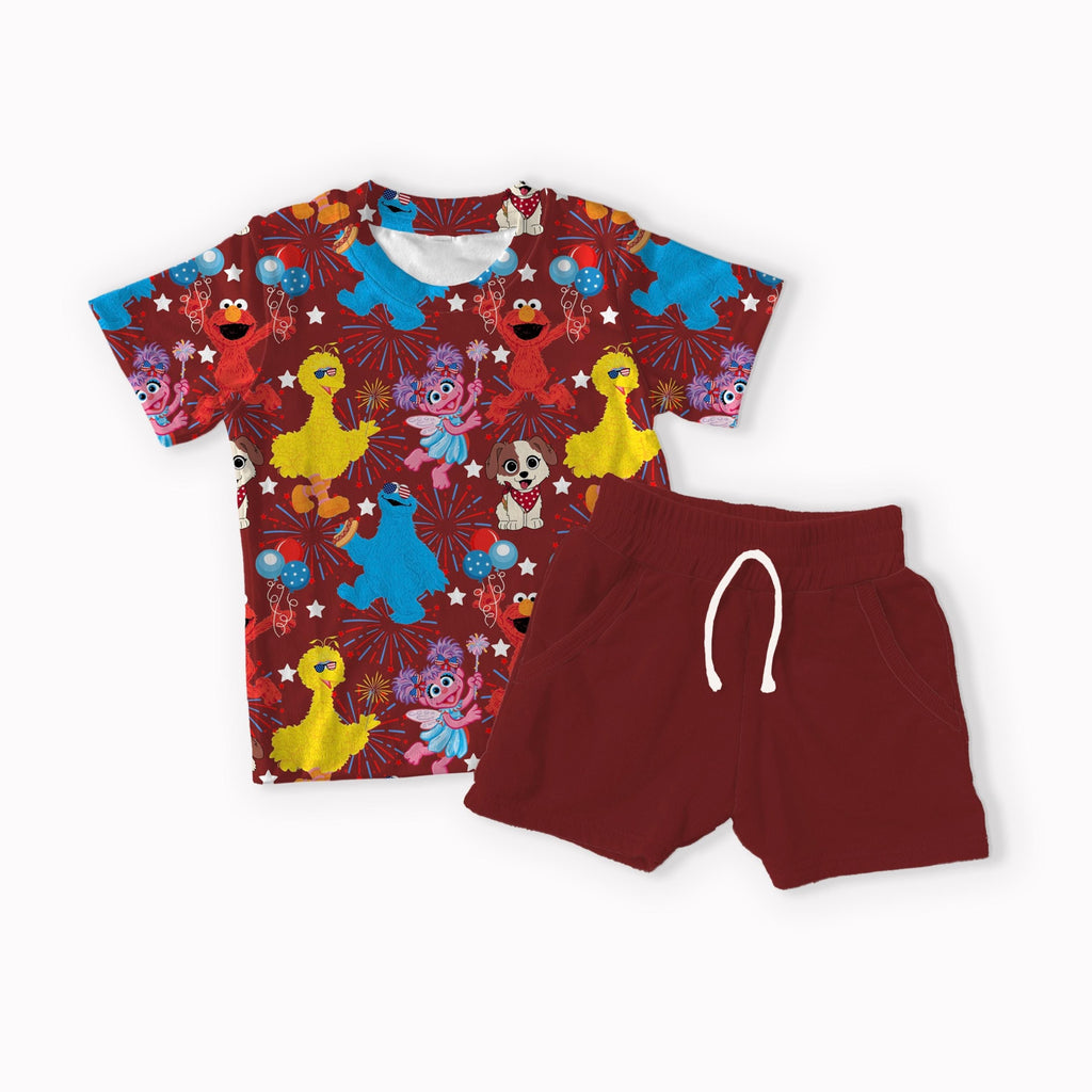 Street Monsters 4th of July white, black, red and blue seamless