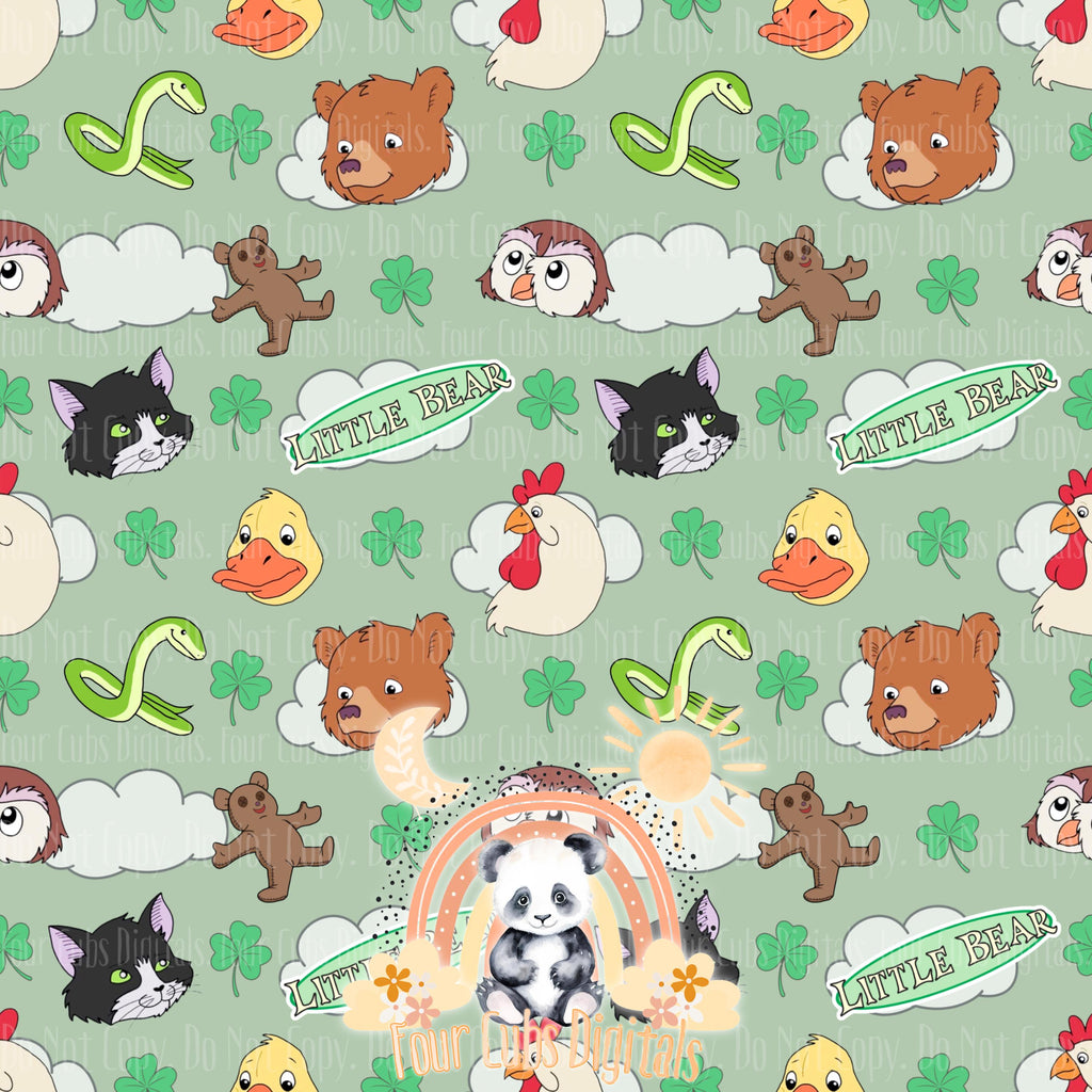 Bear and Friends green and blue seamless