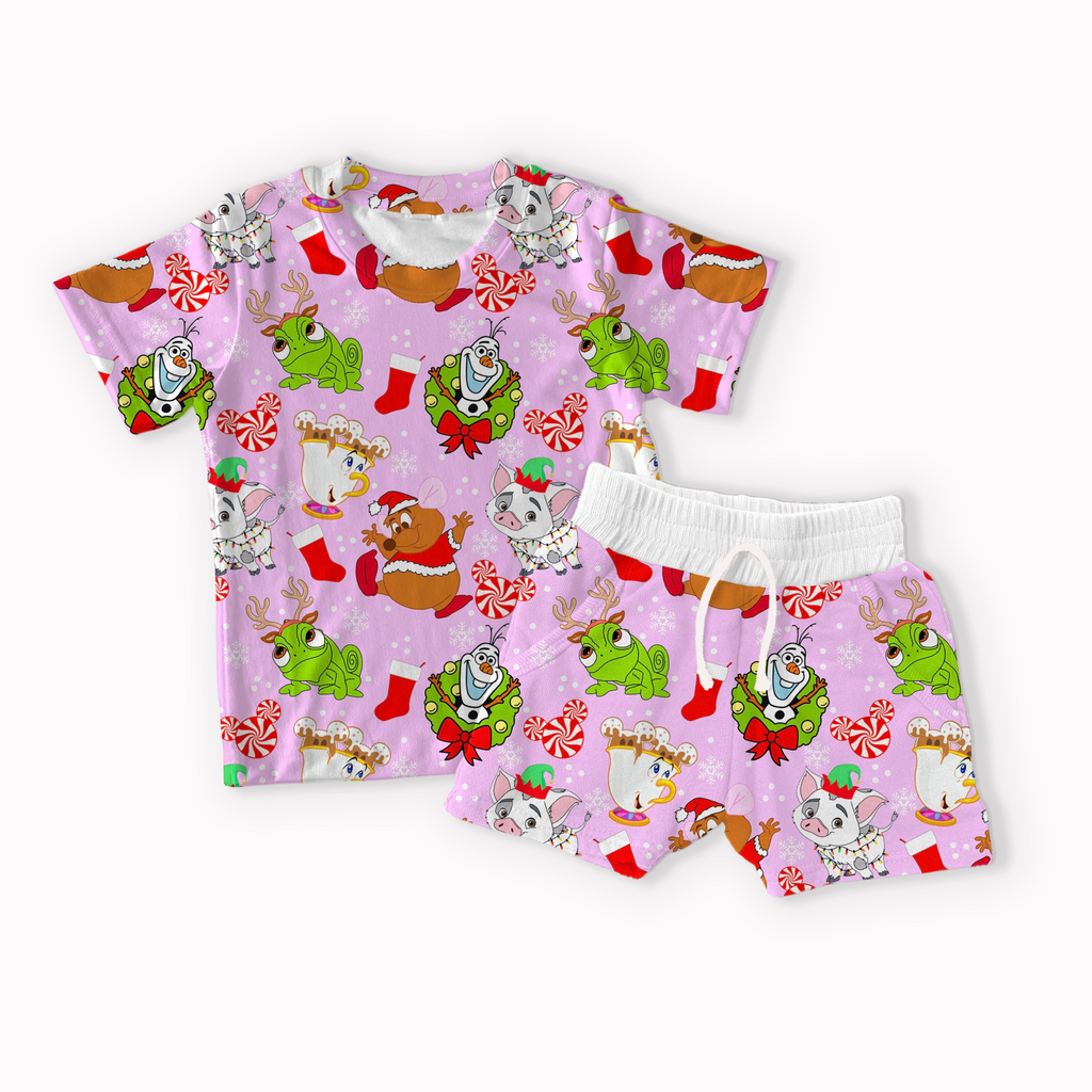 Sidekicks Christmas Brown, Pink and Green seamless