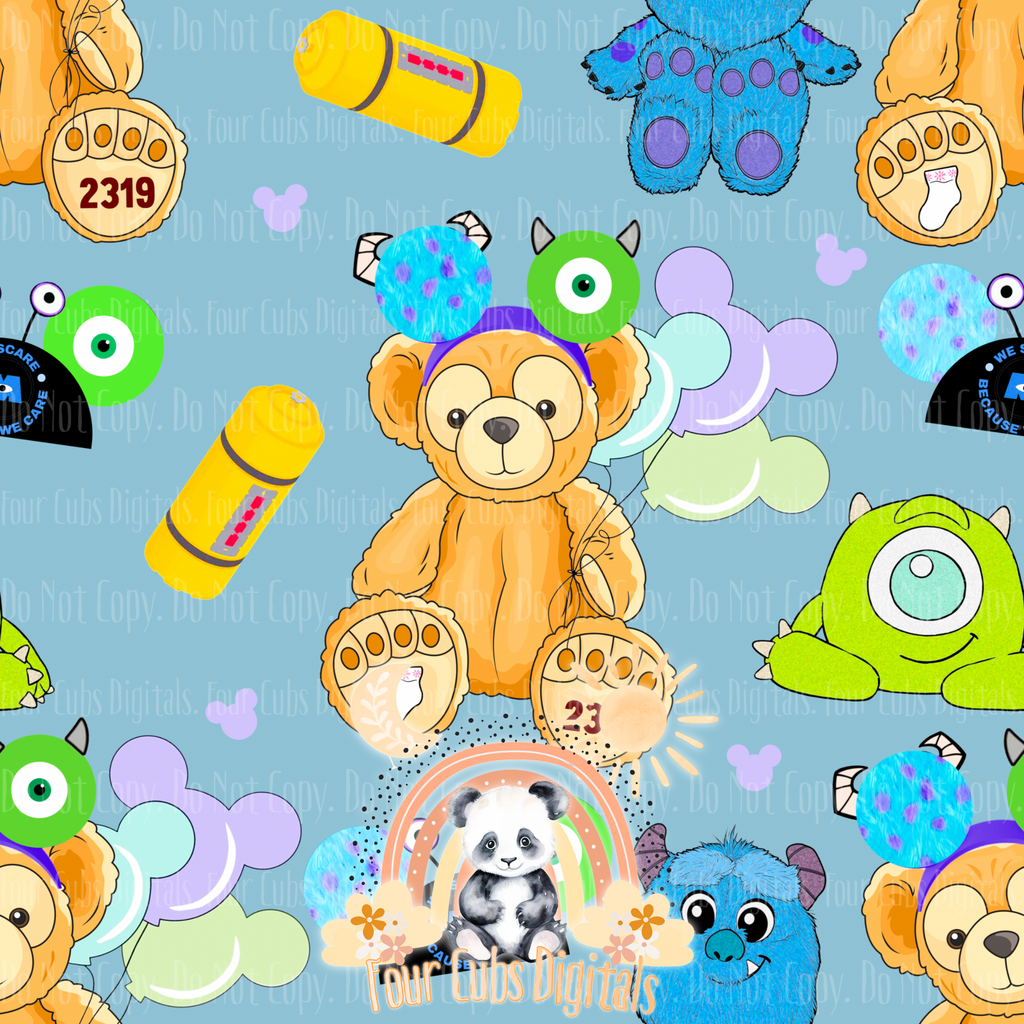 Magical Bear and Monsters seamless