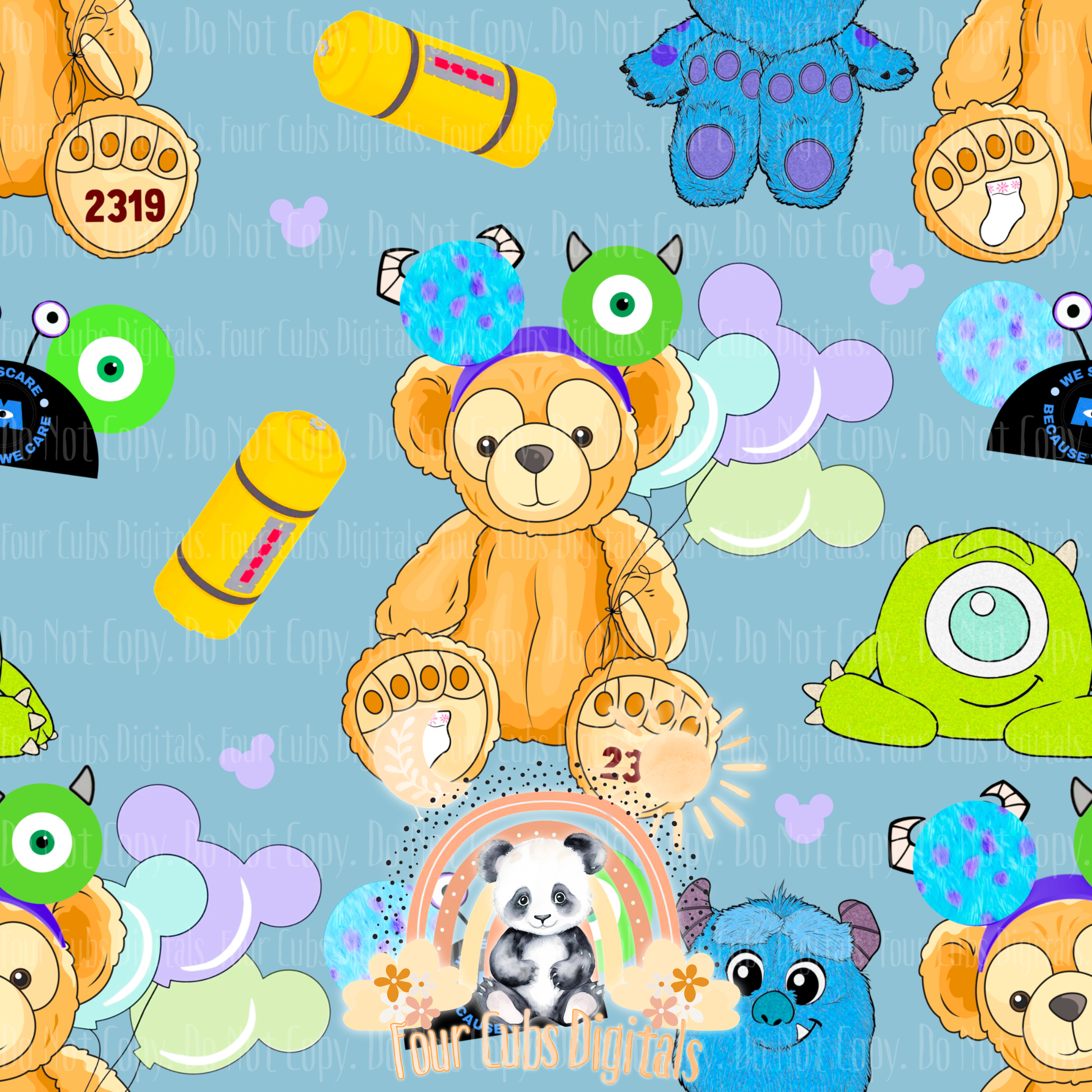 Magical Bear and Monsters seamless