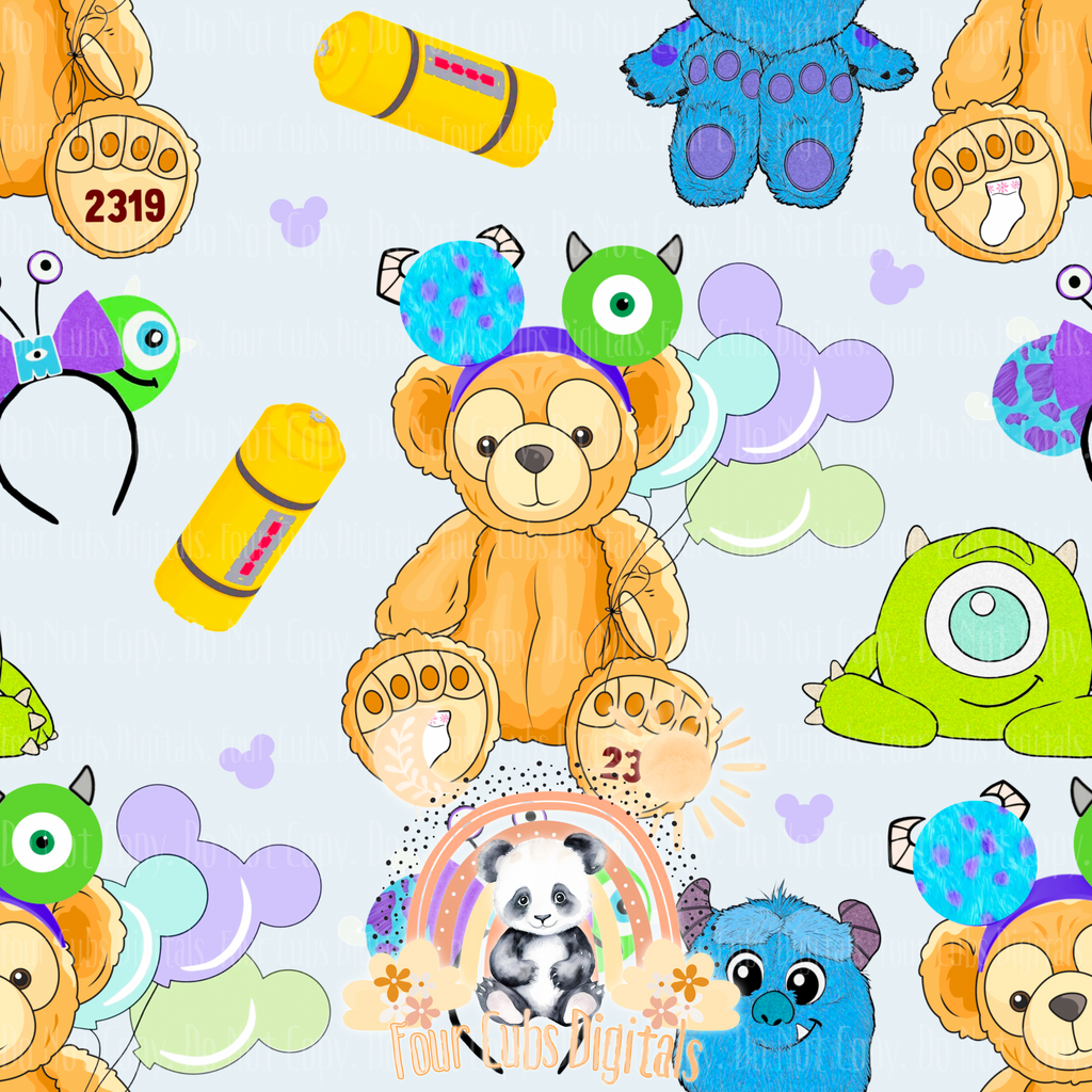 Magical Bear and Monsters Girl seamless