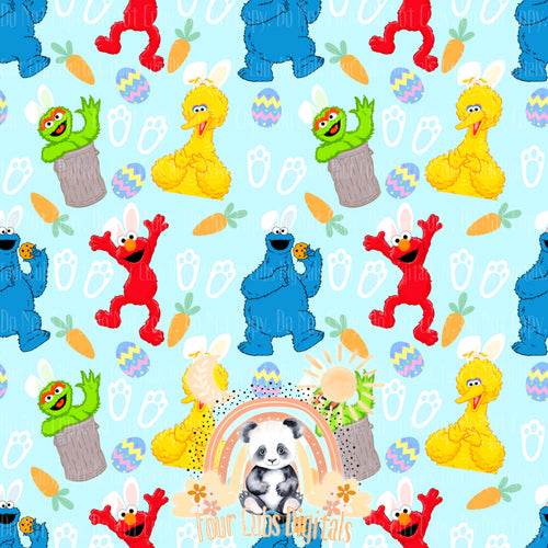 Blue Easter Street Monsters seamless