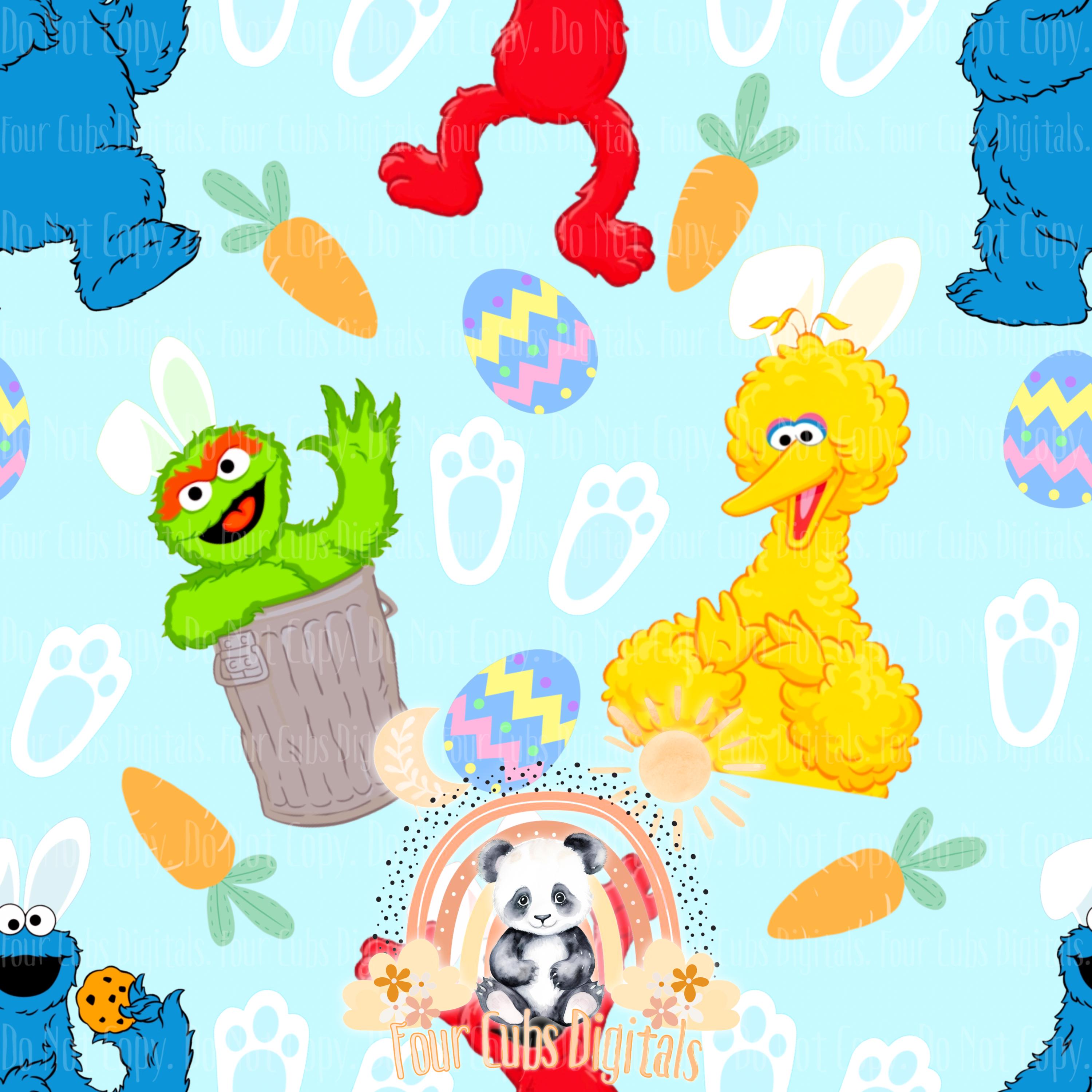 Blue Easter Street Monsters seamless