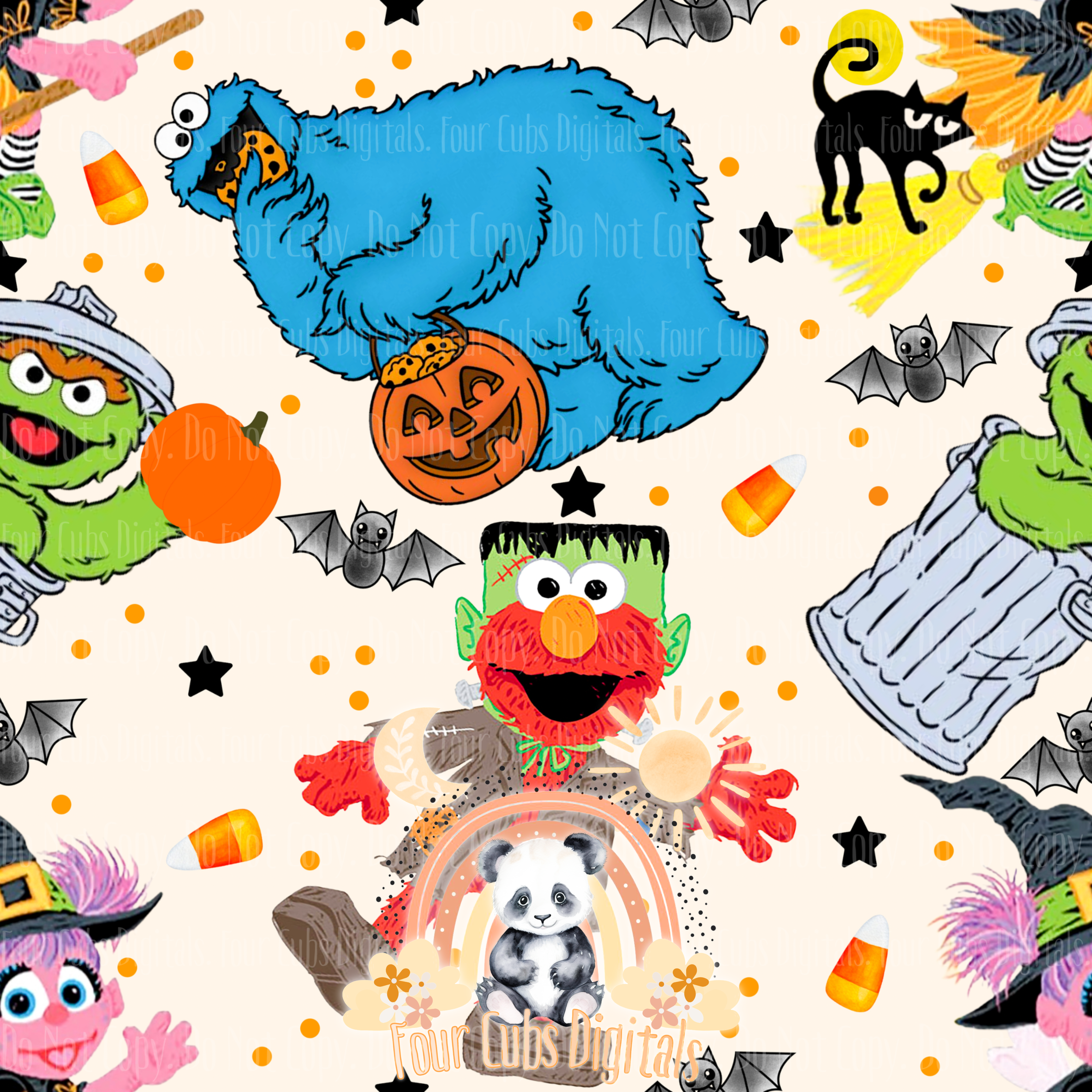 Street Monsters Halloween seamless