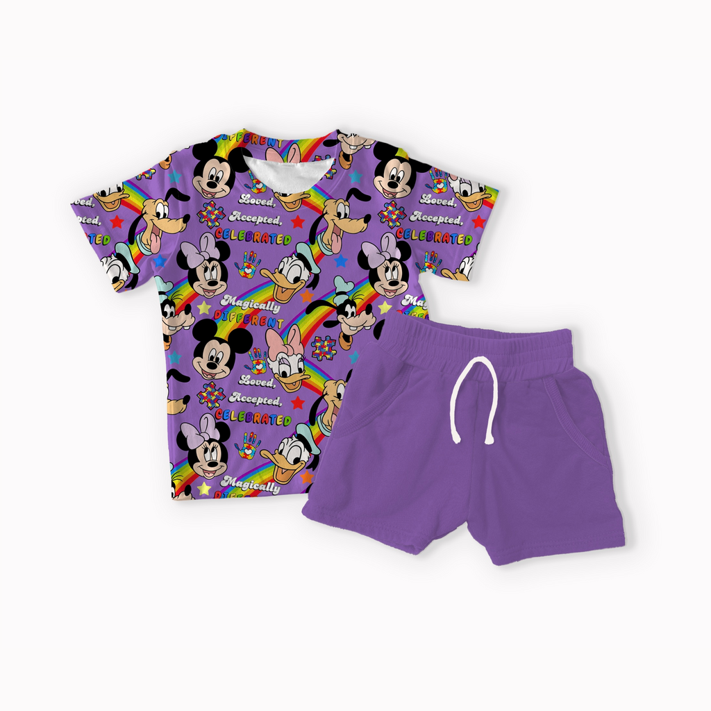 Autism Mouse Brown, Blue, Purple and Pink seamless