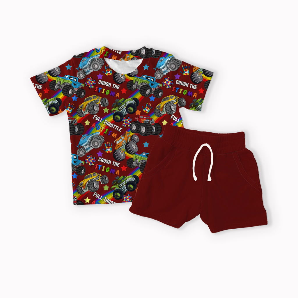 Trucks Autism Black, Blue, Purple and Red seamless