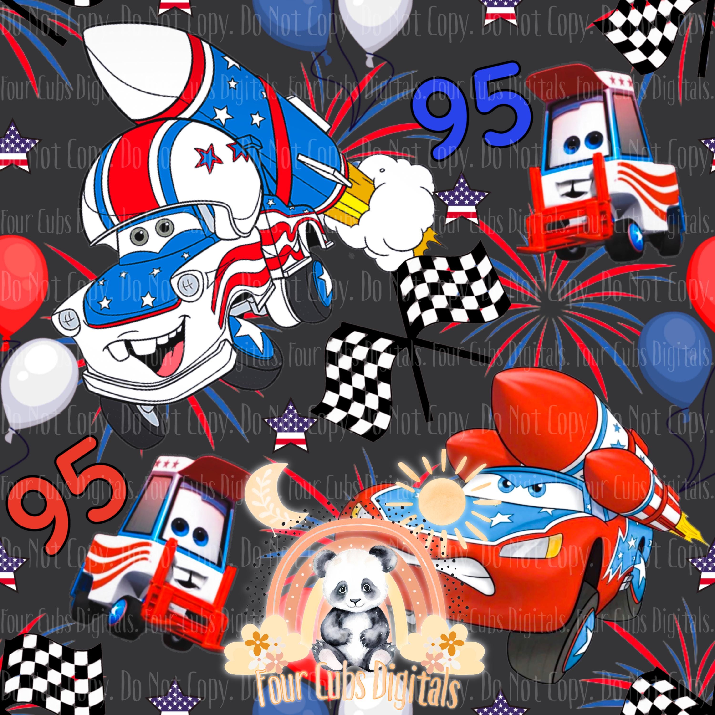 KA-CHOW 4th of July white, grey, red and blue seamless