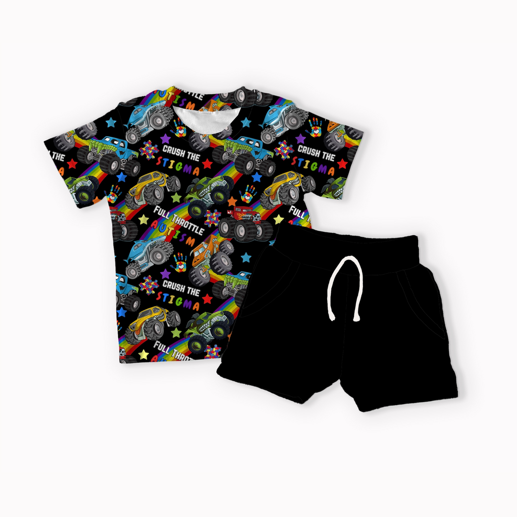 Trucks Autism Black, Blue, Purple and Red seamless