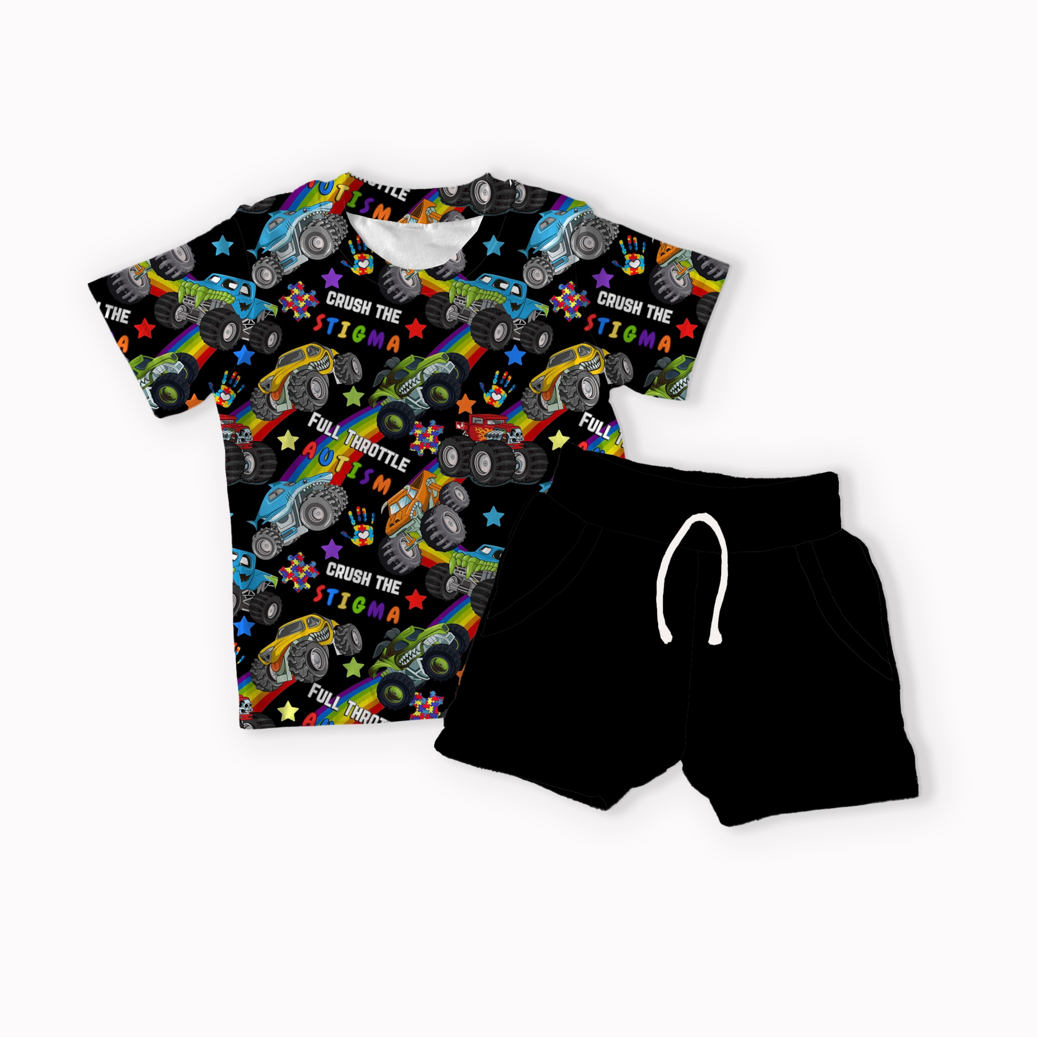 Trucks Autism Black, Blue, Purple and Red seamless