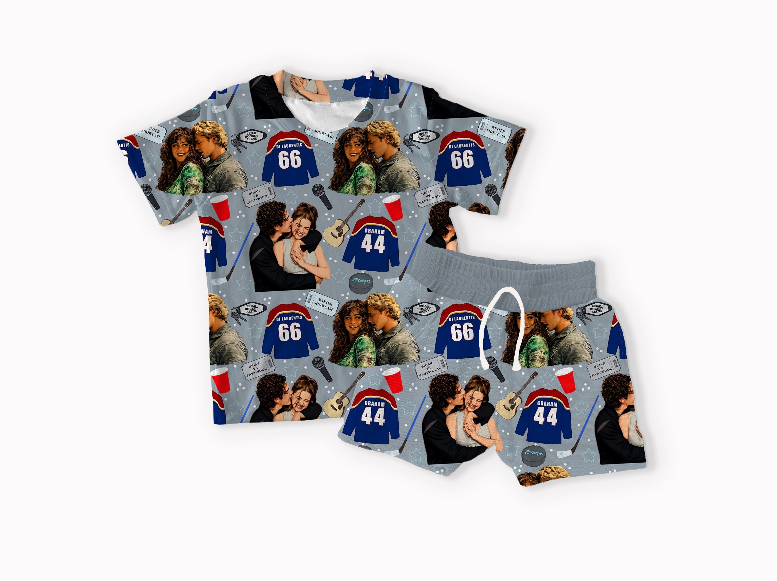 Rinkside Romance Light Blue, Dark Blue and Checkered seamless