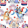 Dog Sisters 4th of July white, black, red and blue seamless