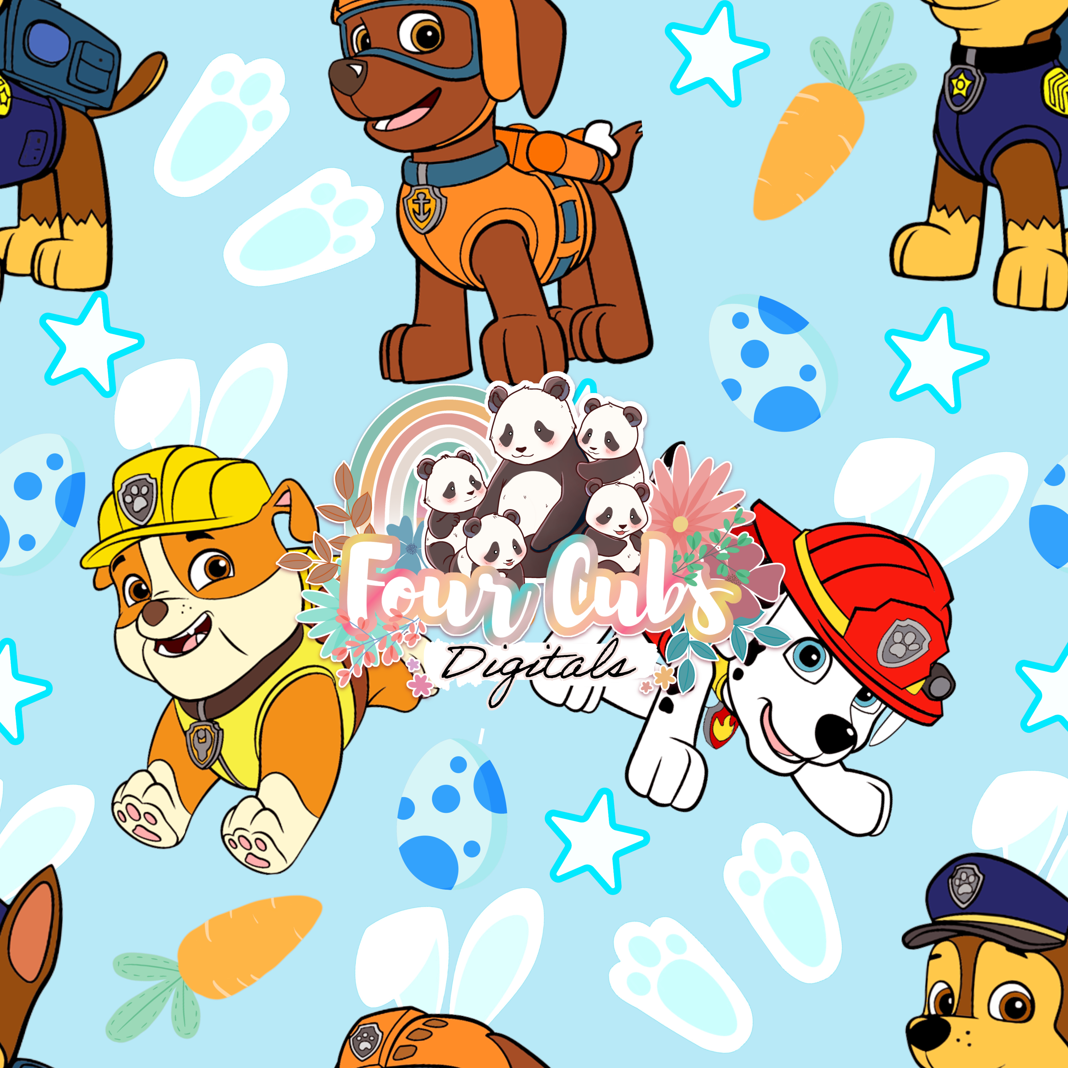 Pups Easter seamless