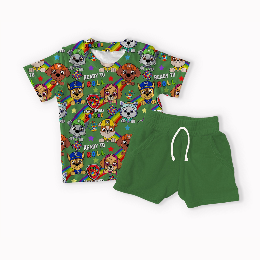 Pups Autism Blue, Purple, Red and Green seamless