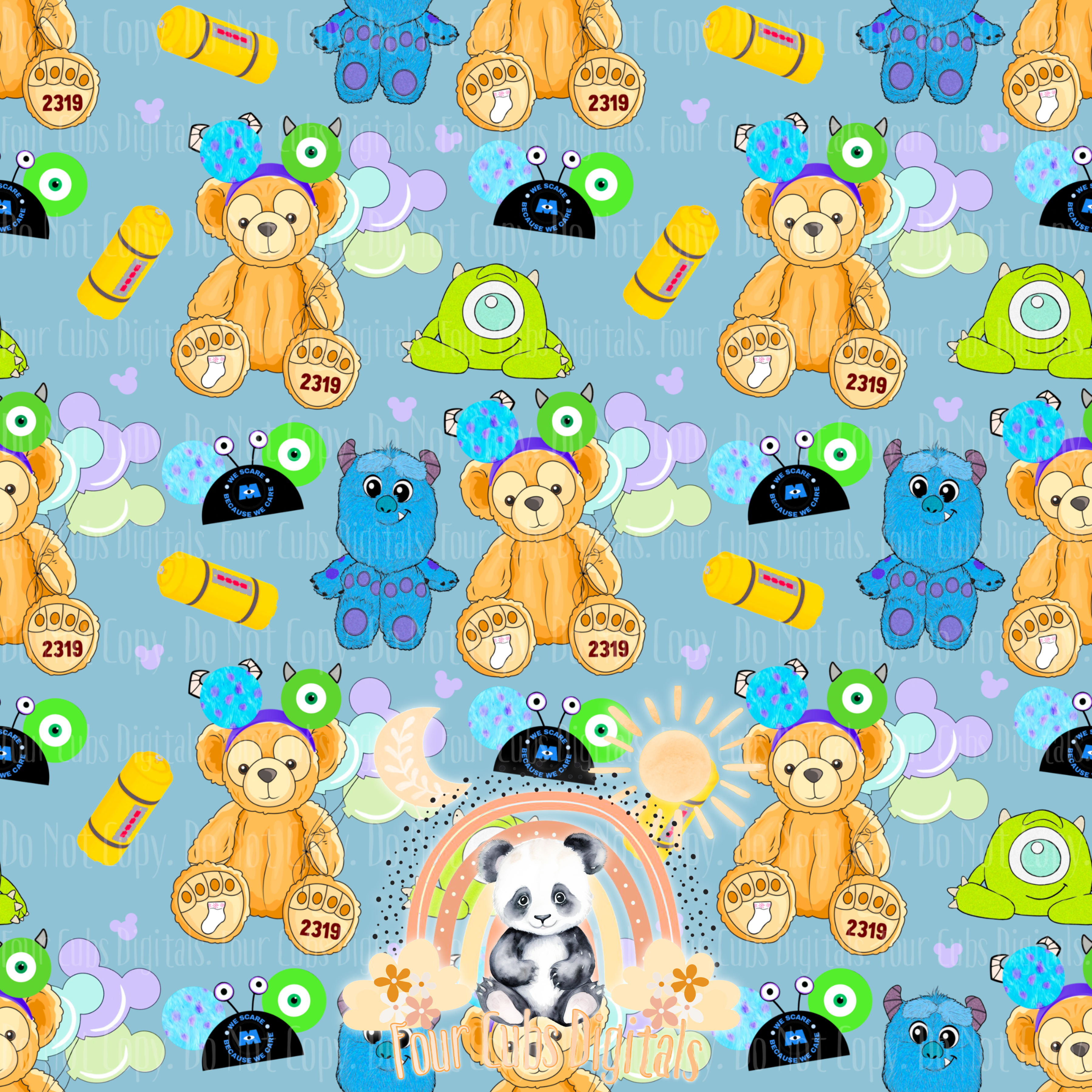 Magical Bear and Monsters seamless
