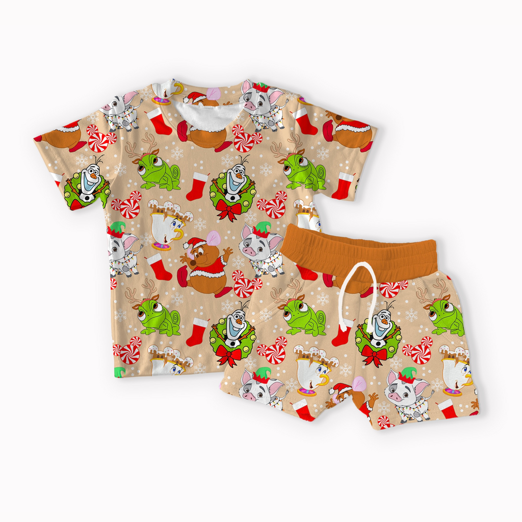Sidekicks Christmas Brown, Pink and Green seamless