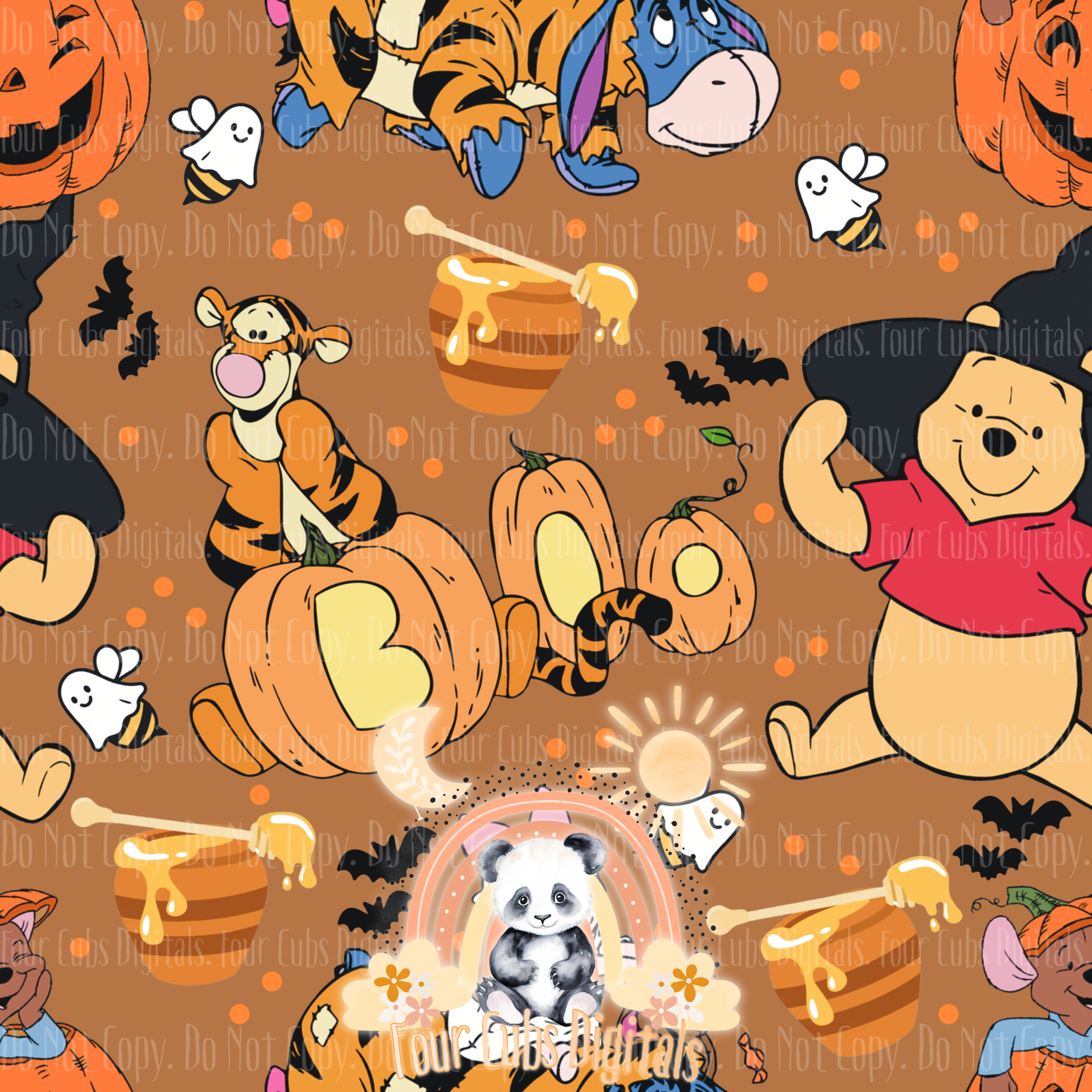 Pooh Halloween seamless