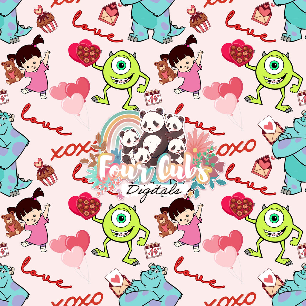 Valentines Magical Monster seamless