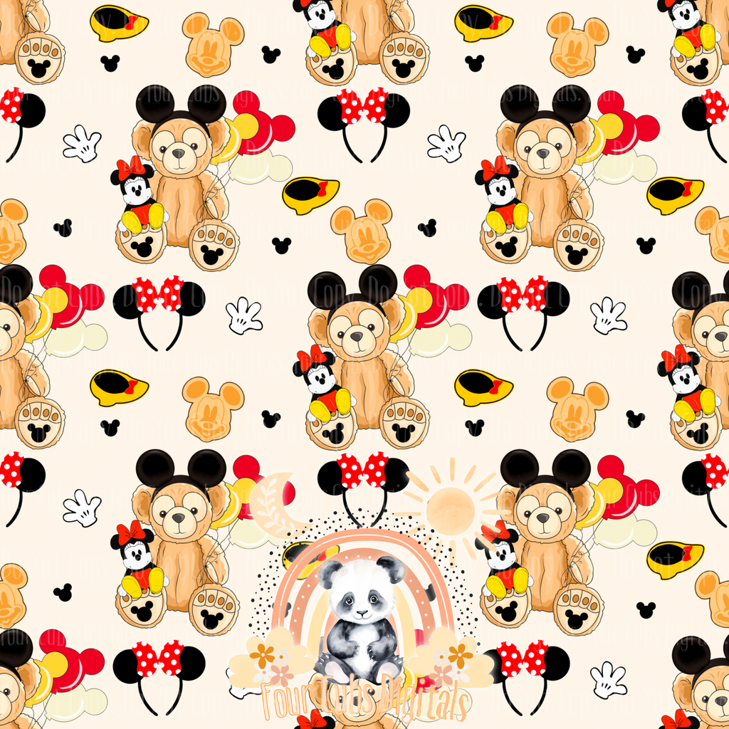 Magical Bear and Mouse Girl seamless
