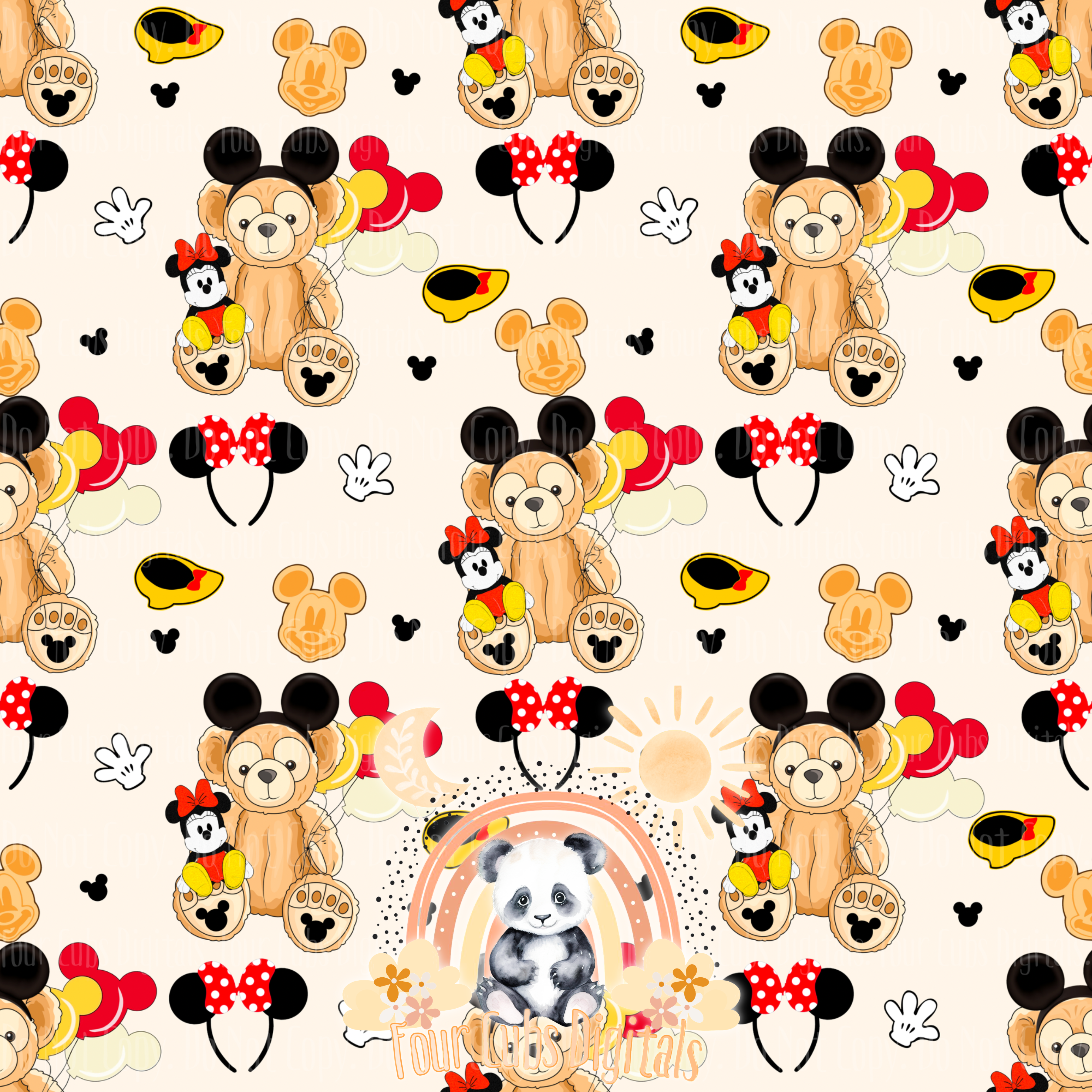 Magical Bear and Mouse Girl seamless