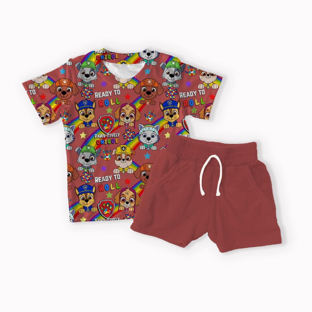 Pups Autism Blue, Purple, Red and Green seamless