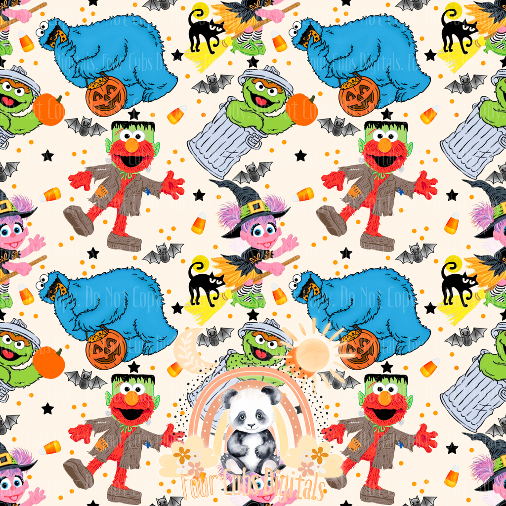 Street Monsters Halloween seamless