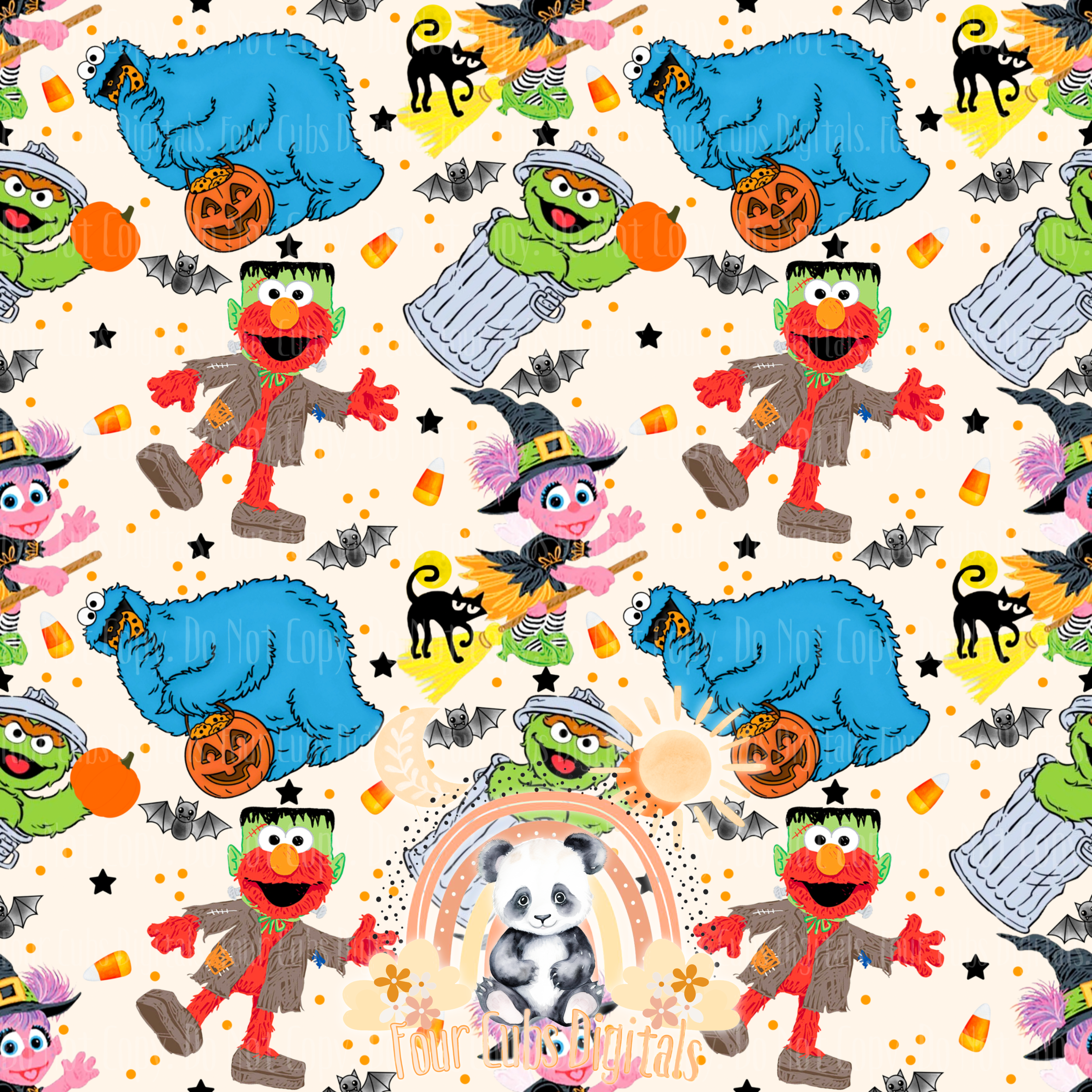Street Monsters Halloween seamless