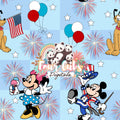 Mouse and Friends checkered, light and dark blue 4th of July seamless
