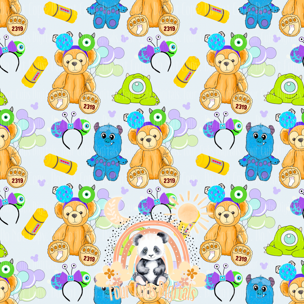 Magical Bear and Monsters Girl seamless