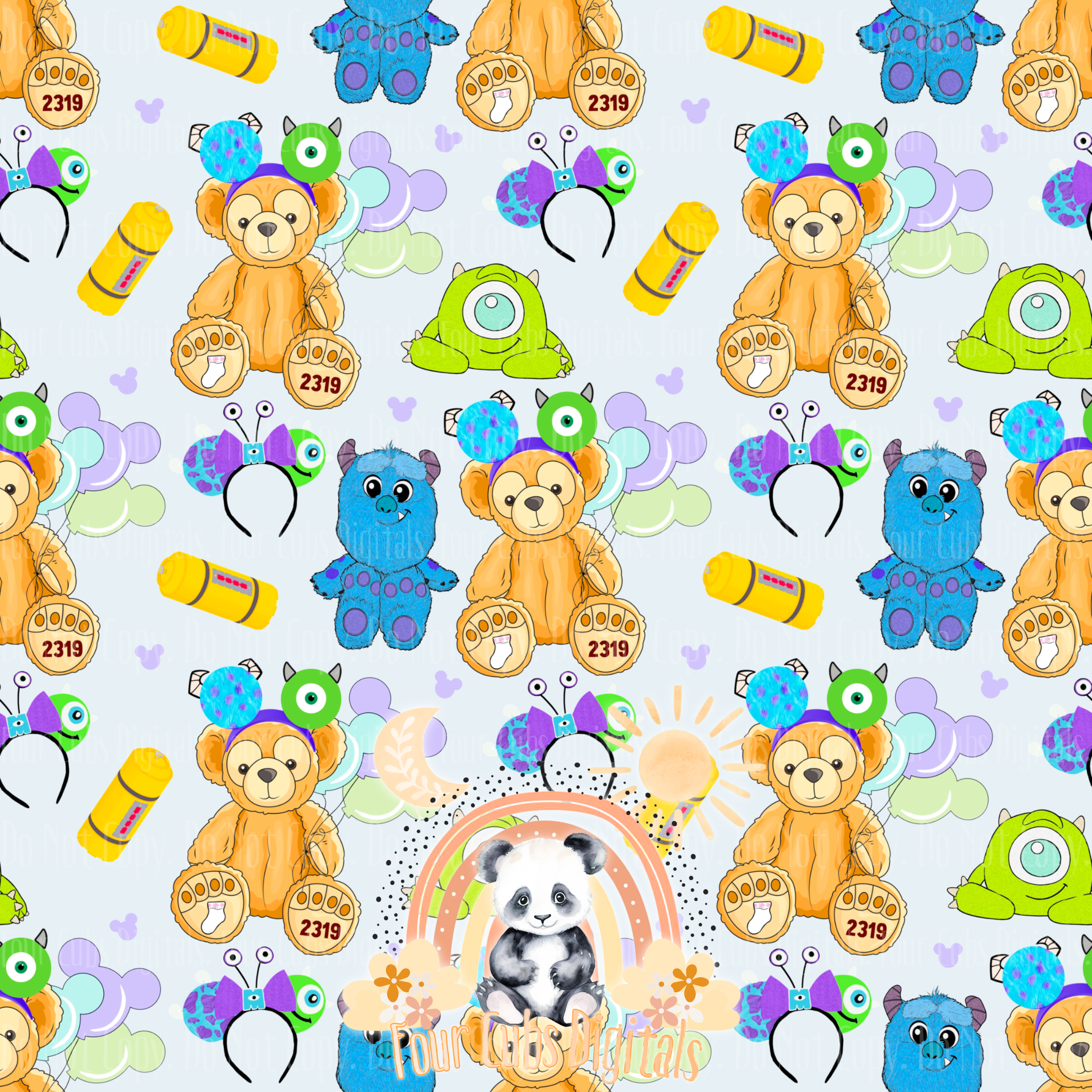 Magical Bear and Monsters Girl seamless