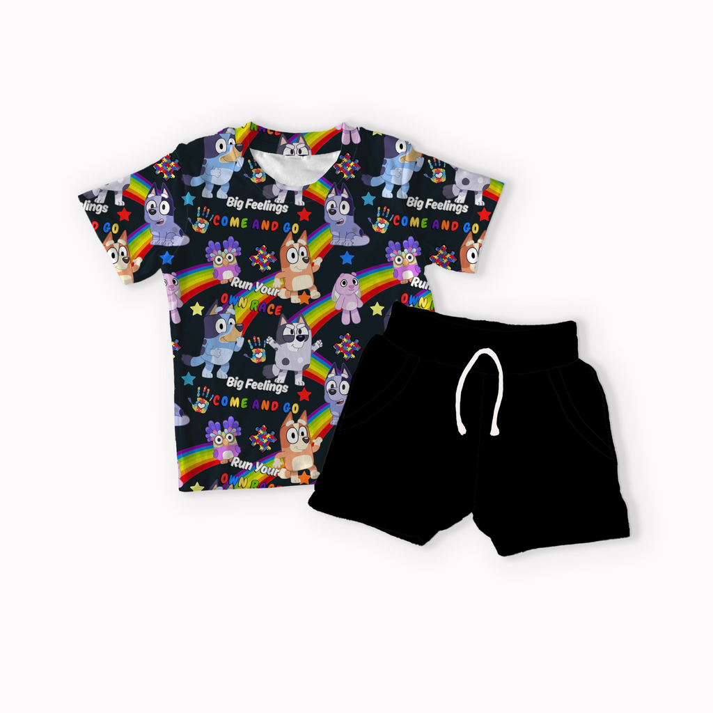 Dog Cousins Autism Black, Blue, Purple and Pink seamless