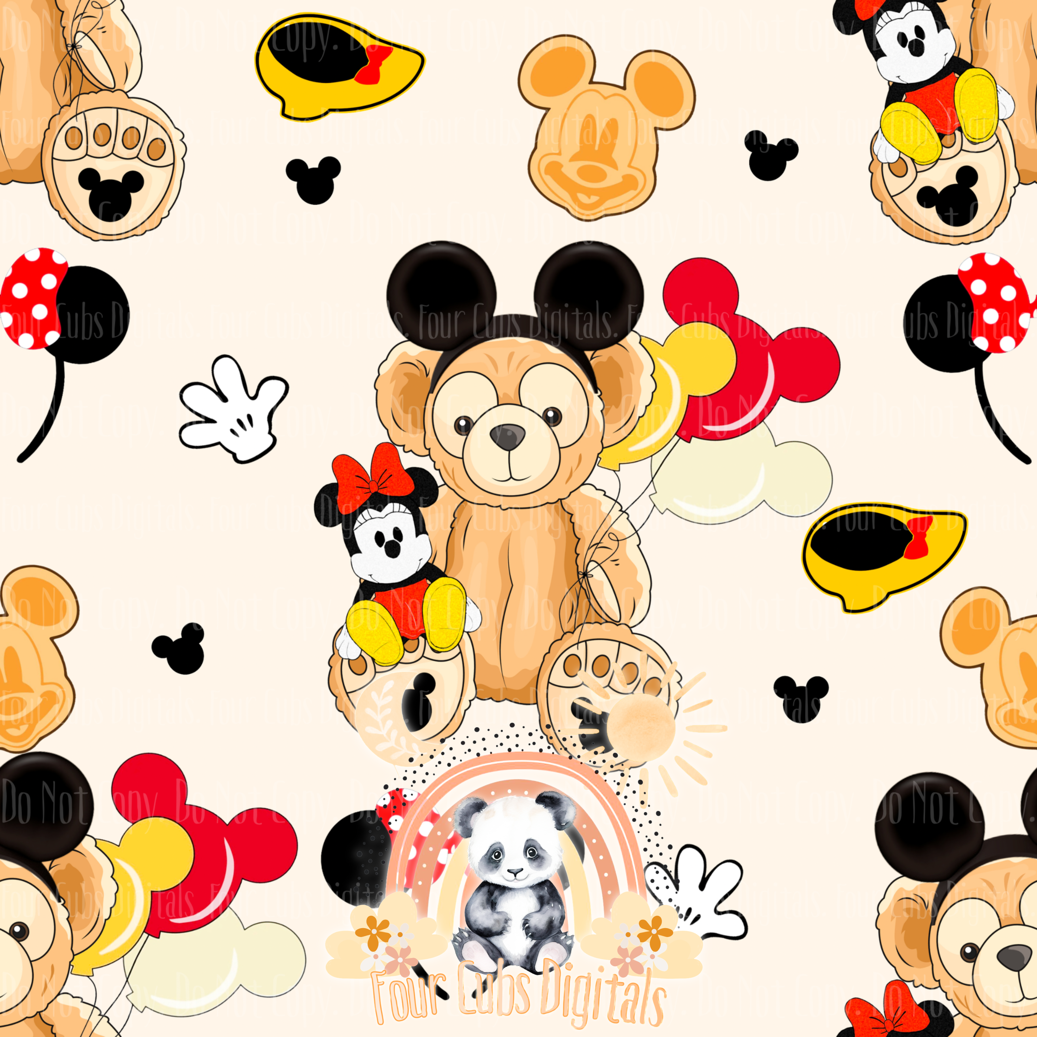 Magical Bear and Mouse Girl seamless