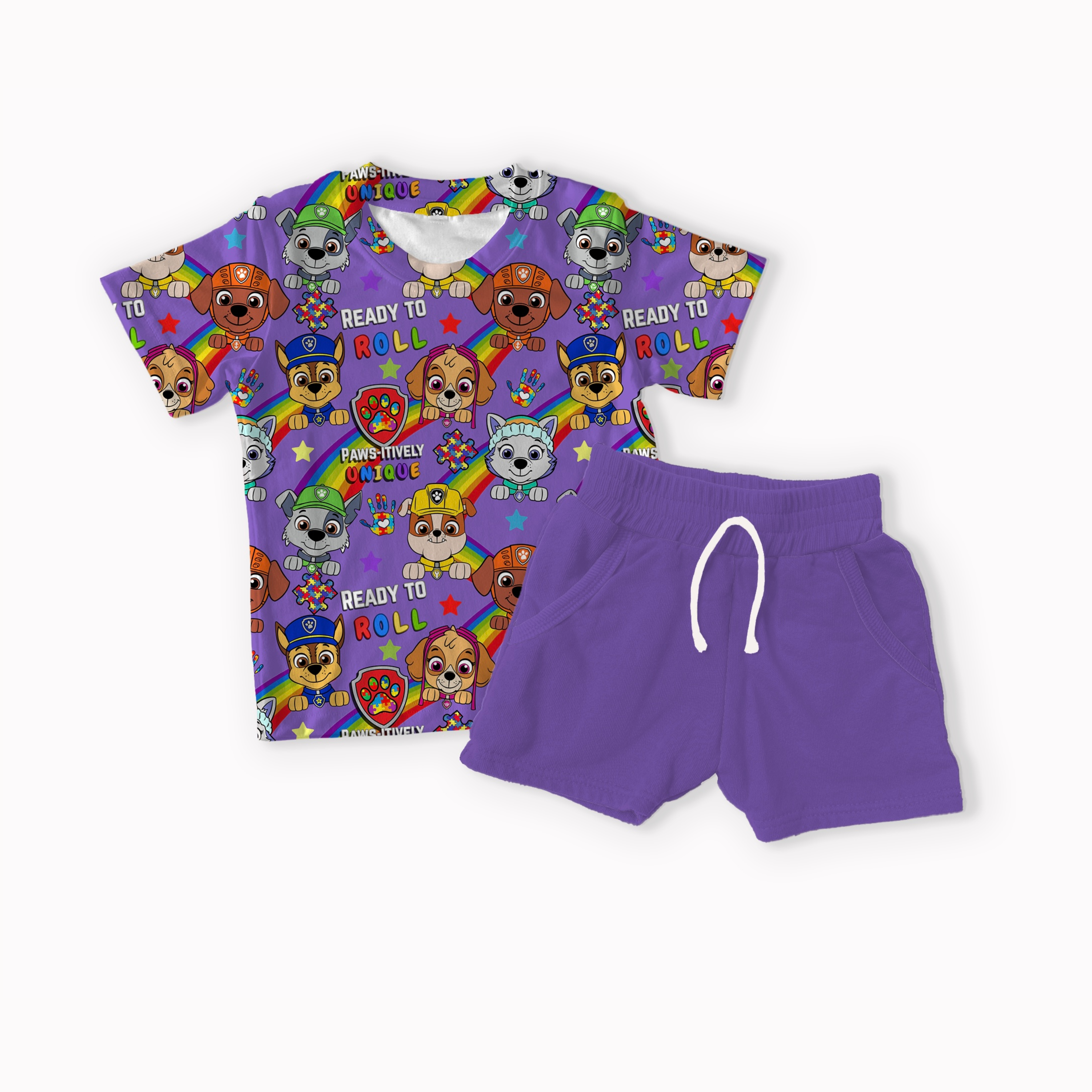 Pups Autism Blue, Purple, Red and Green seamless