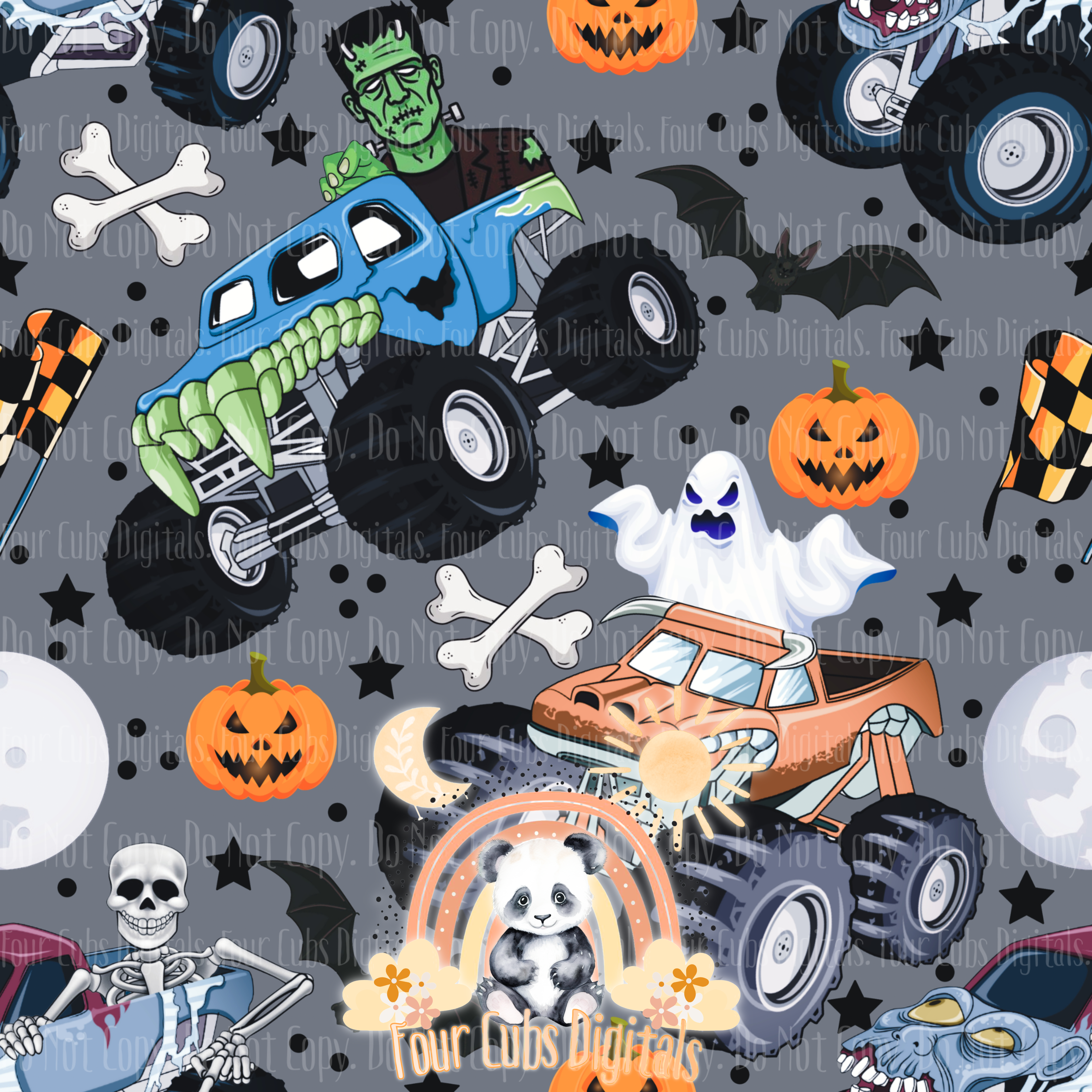 Halloween Trucks seamless