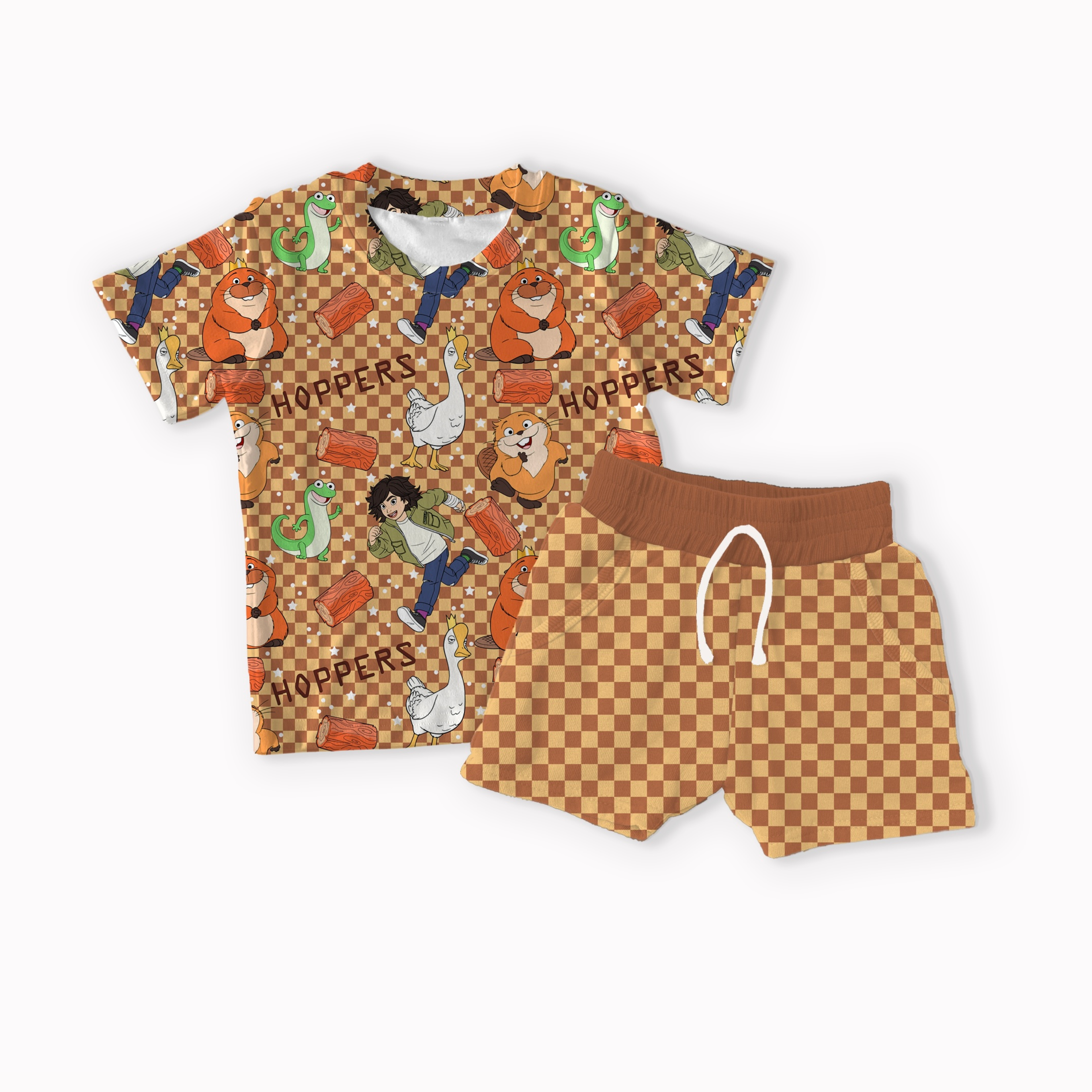 Critter Adventures Checkered, Light Brown and Dark Brown seamless